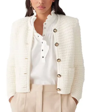 Gaspard Button Front Cardigan In Ecru