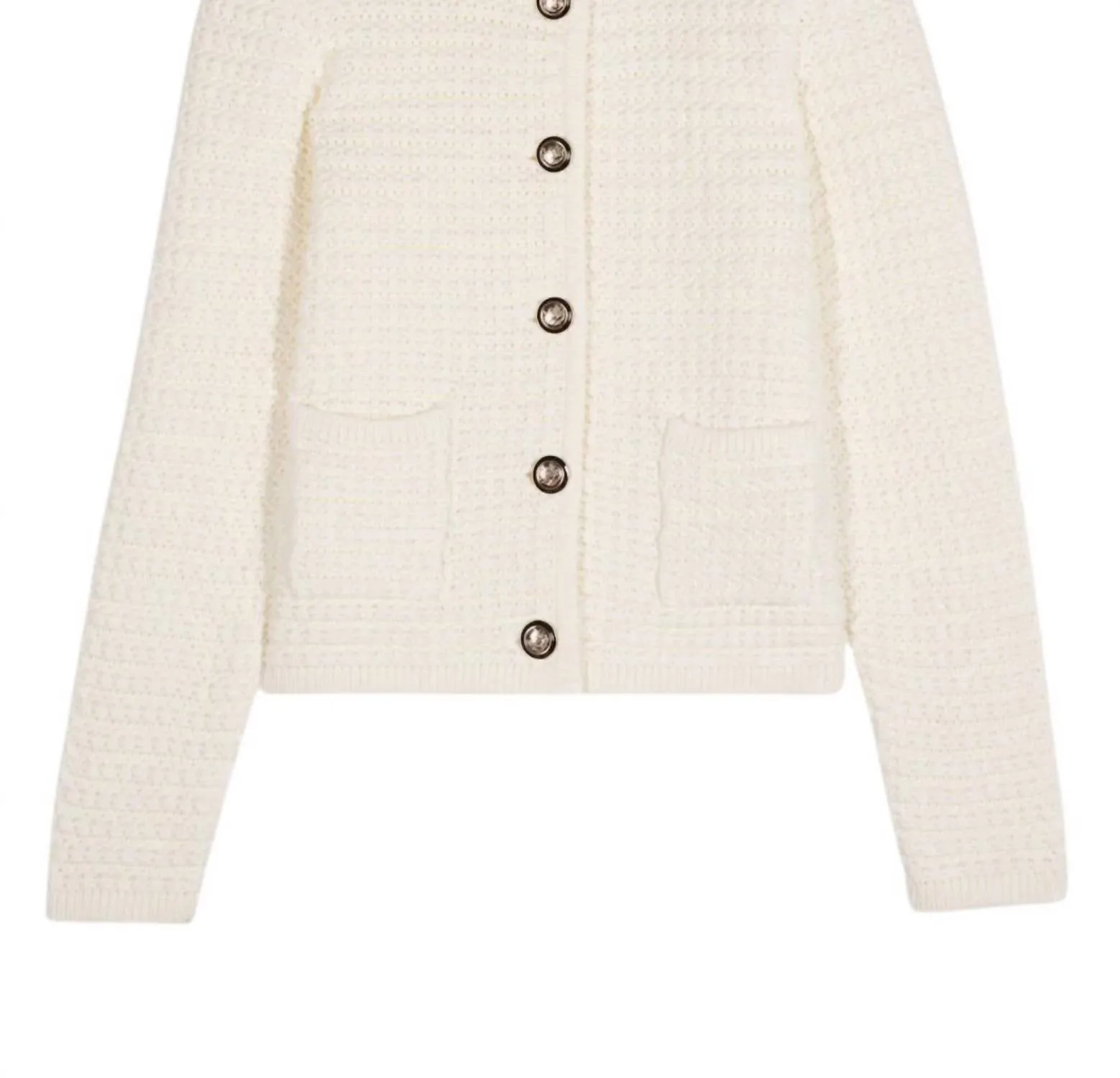 Gaspard Button Front Cardigan In Ecru
