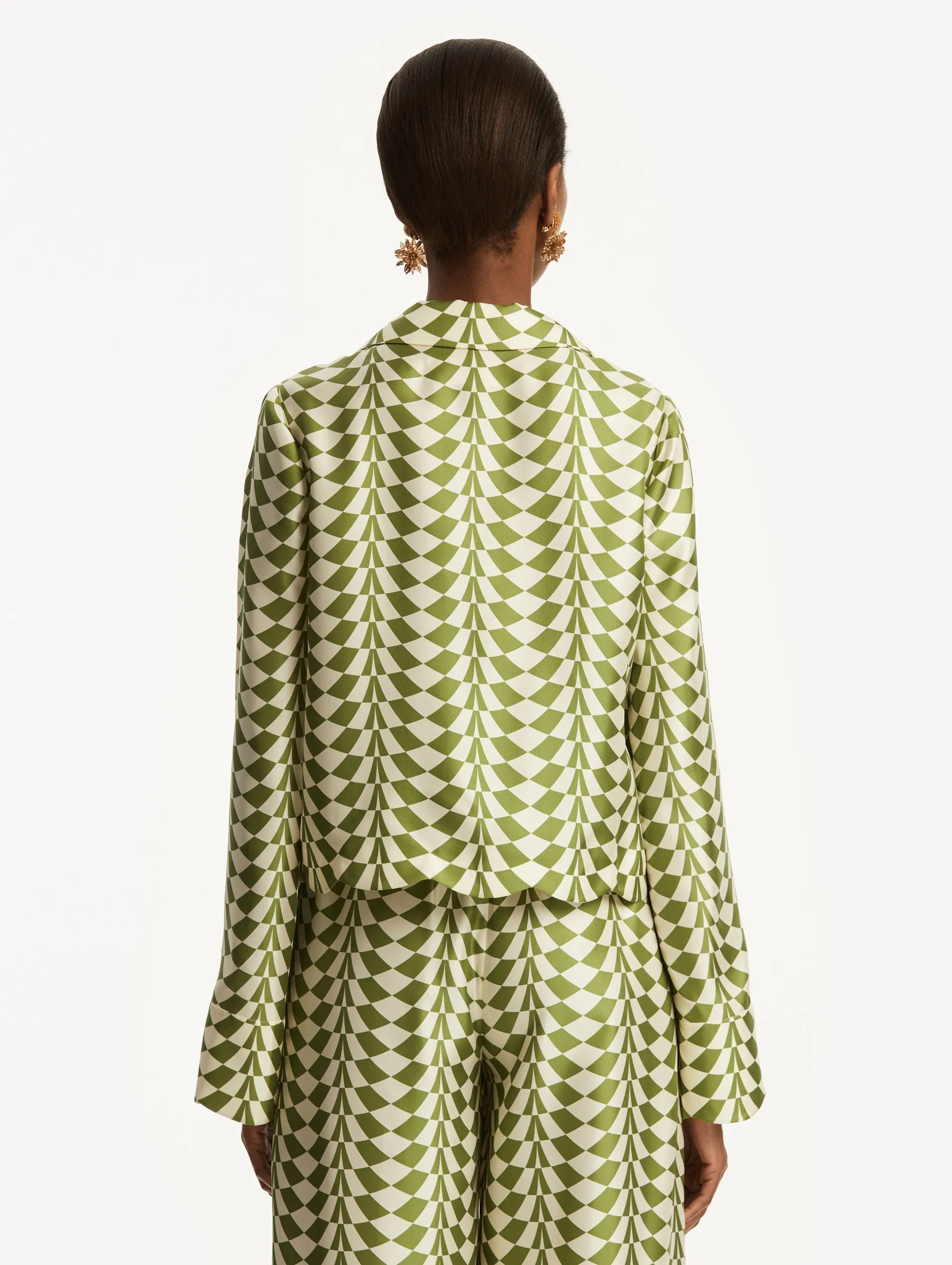 Geo Silk Twill Blouse