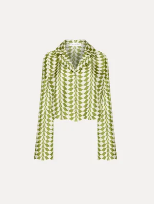 Geo Silk Twill Blouse