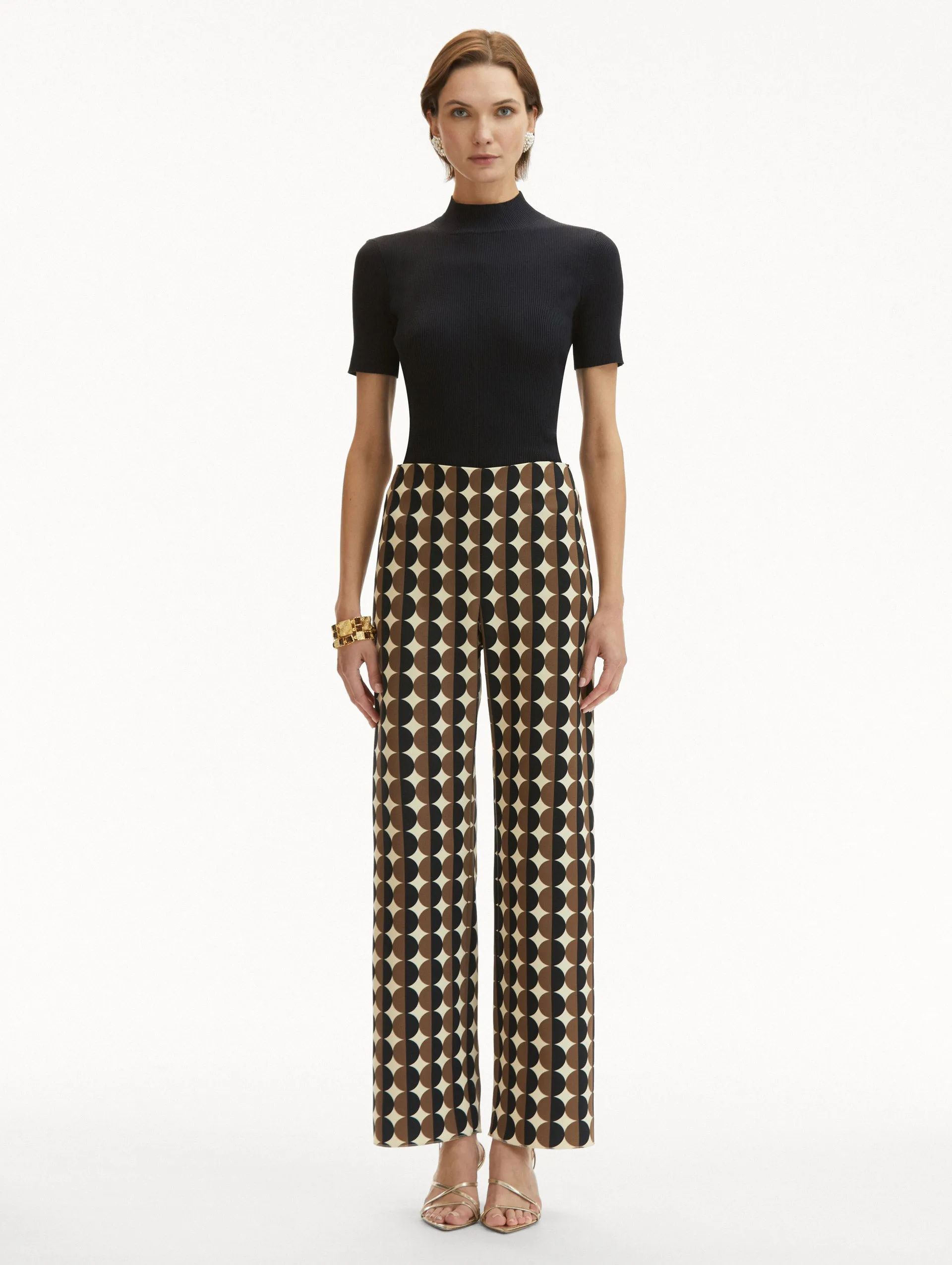 Geometric Circle Wool Pants