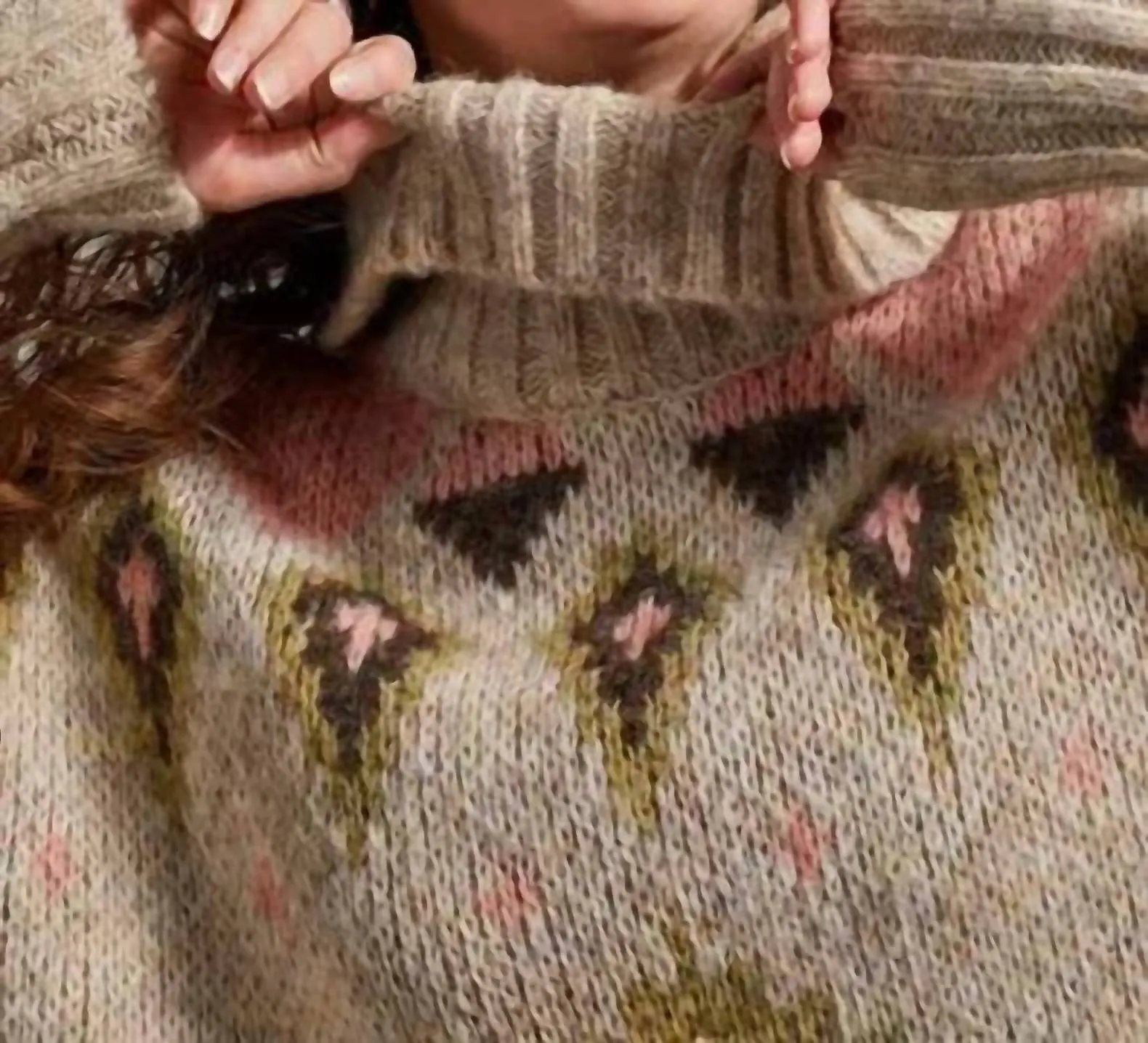 Geometric Sweater In Oatmeal