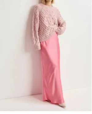 Giada Maxi Silk Skirt In Raspberry Beret
