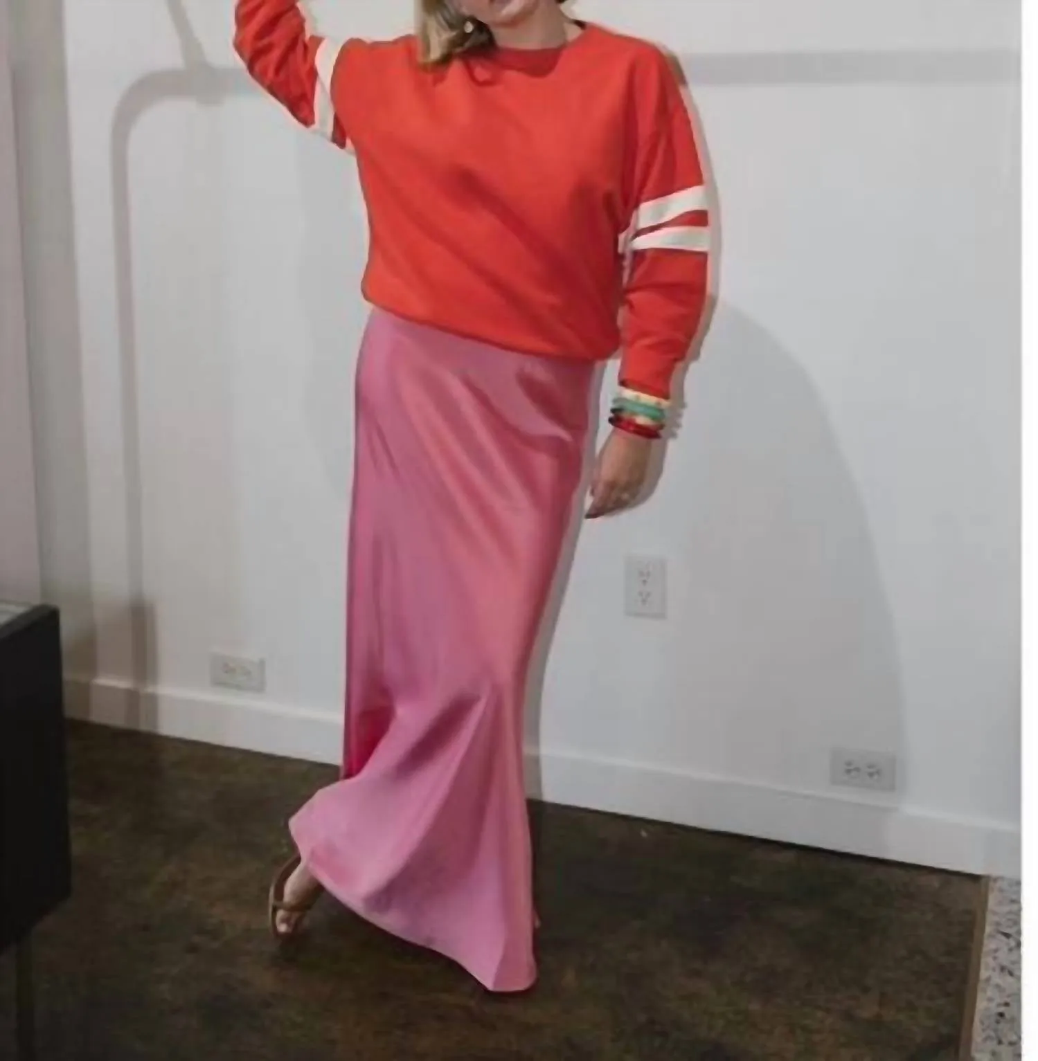 Giada Maxi Silk Skirt In Raspberry Beret