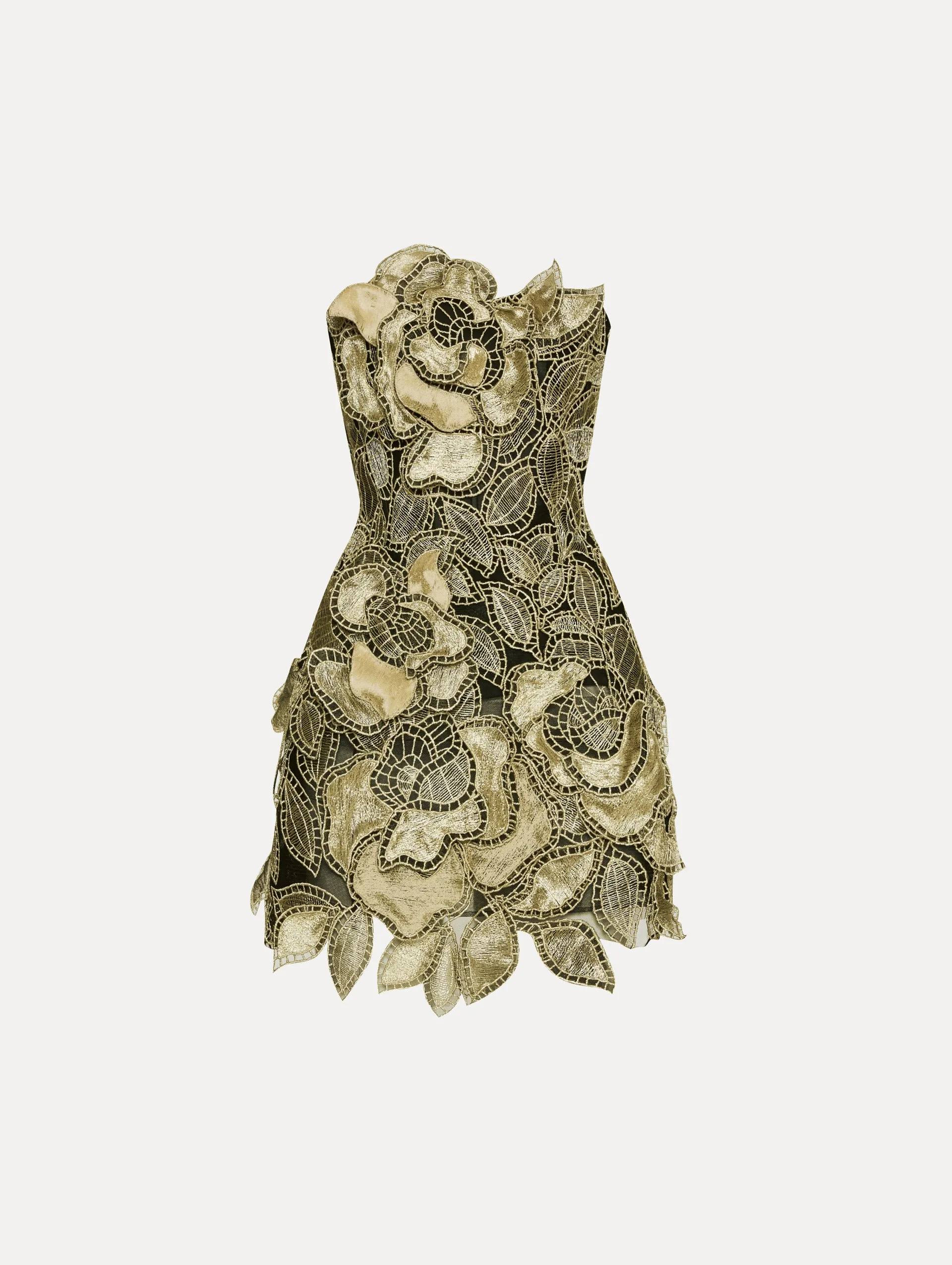 Gold Foil Rose Appliqu Dress