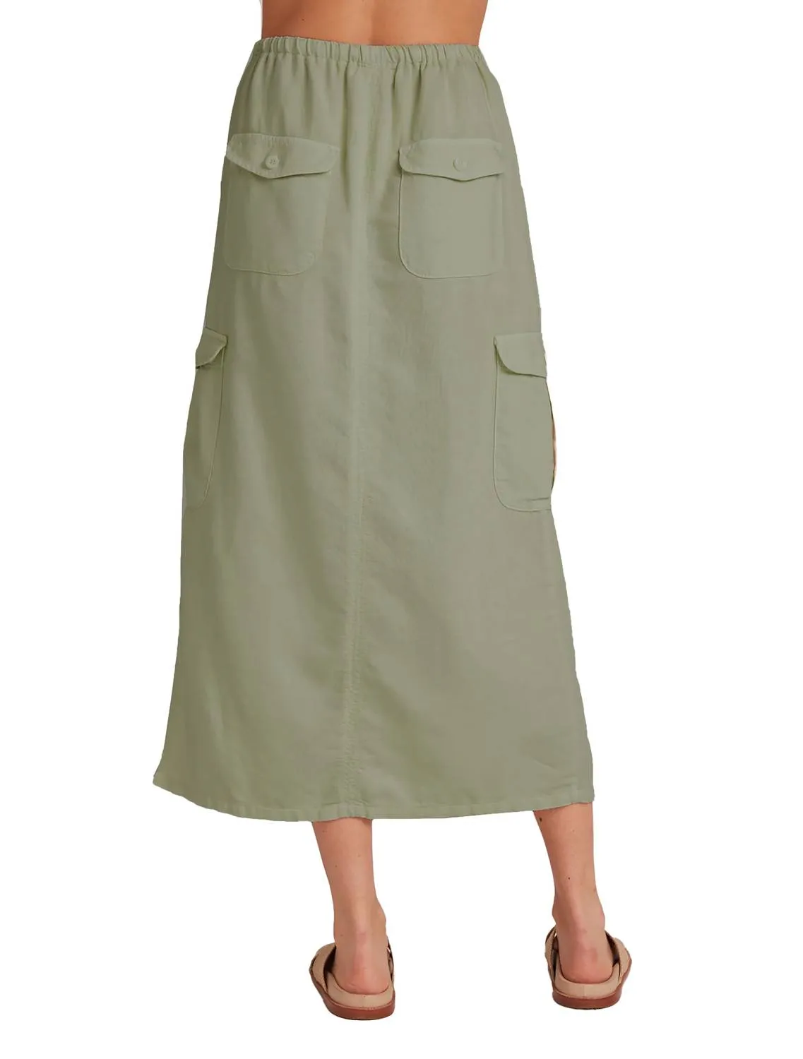 Goldie Pocket Cargo Long Skirt In Khaki Army