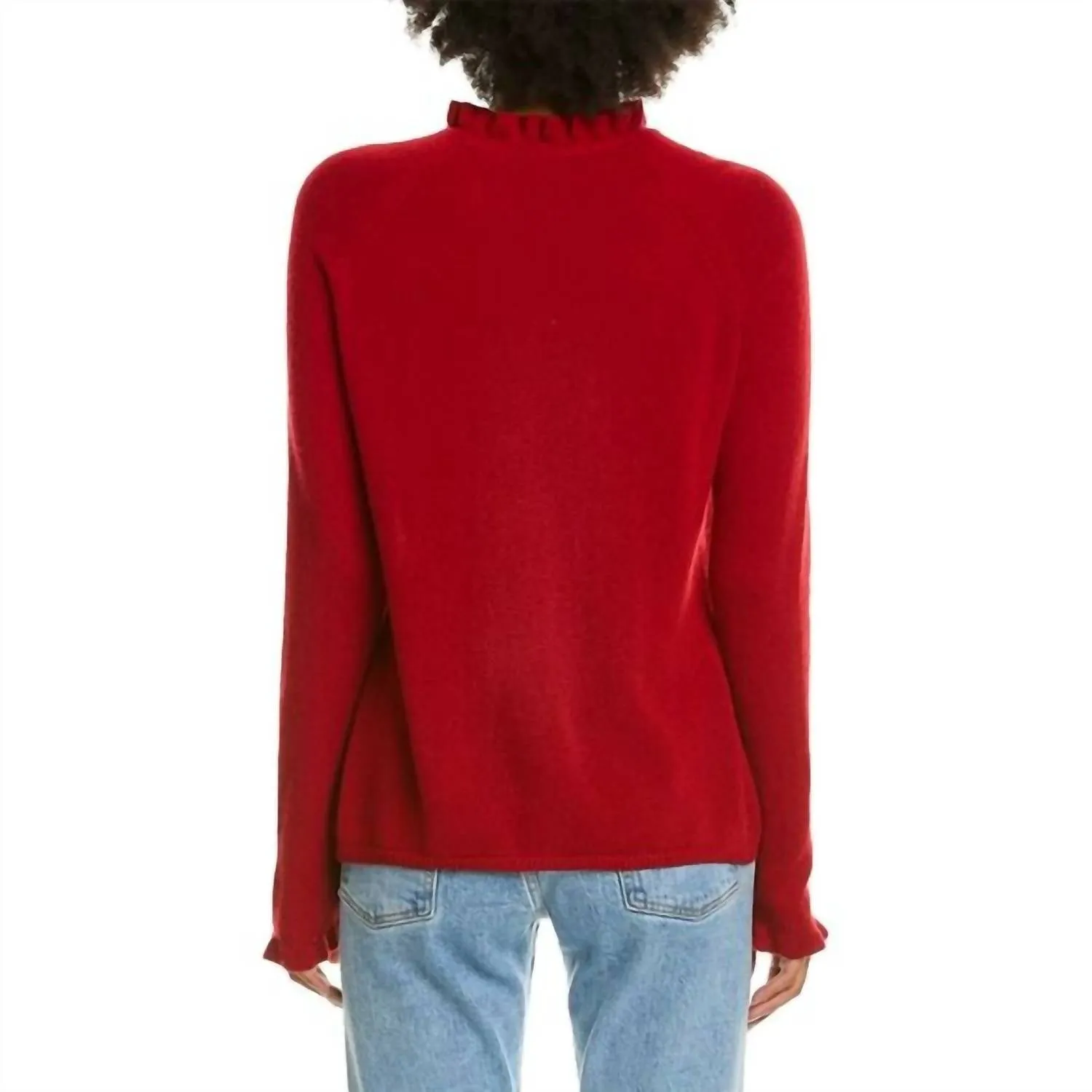 Grace Ruffle Trim Pullover In Crimson