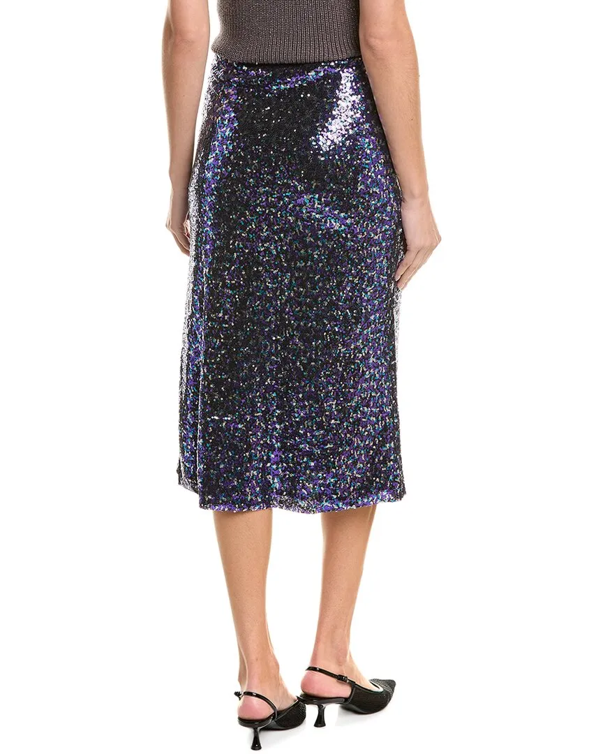 Gracia Whole Spangle Shiny Banding Midi Skirt
