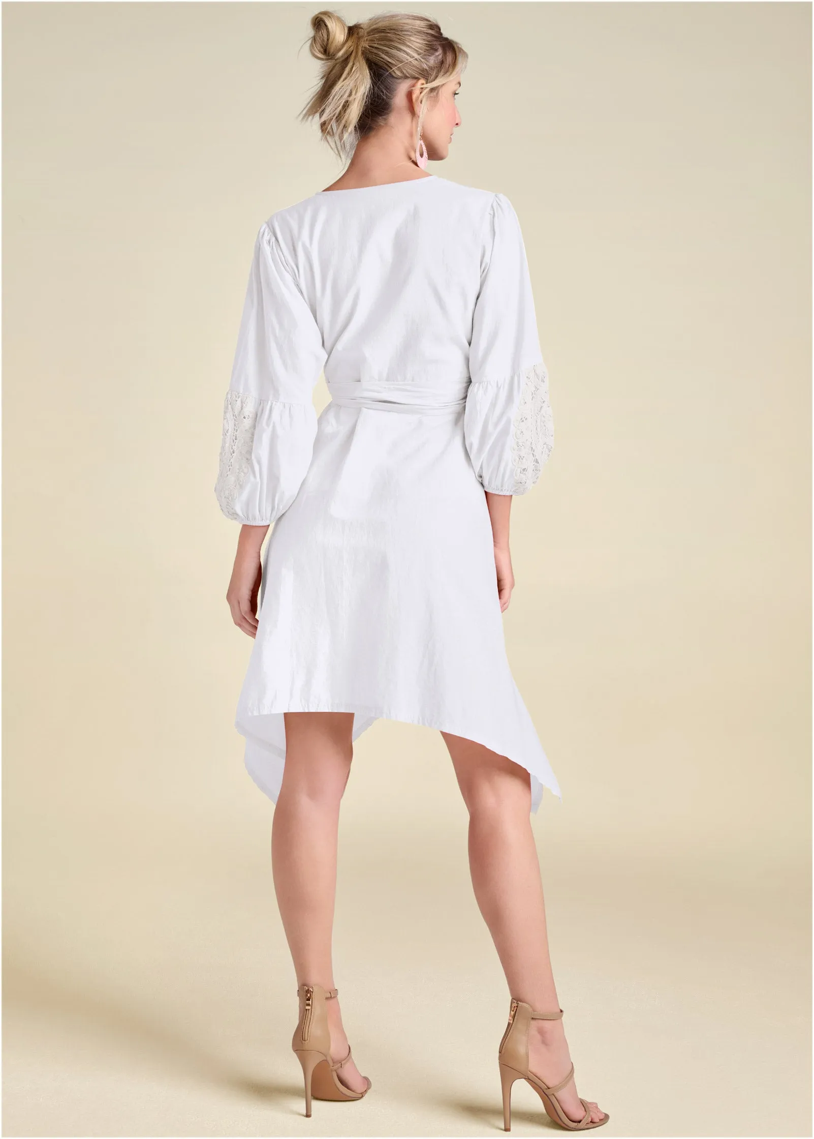 Handkerchief Hem Midi Dress - White