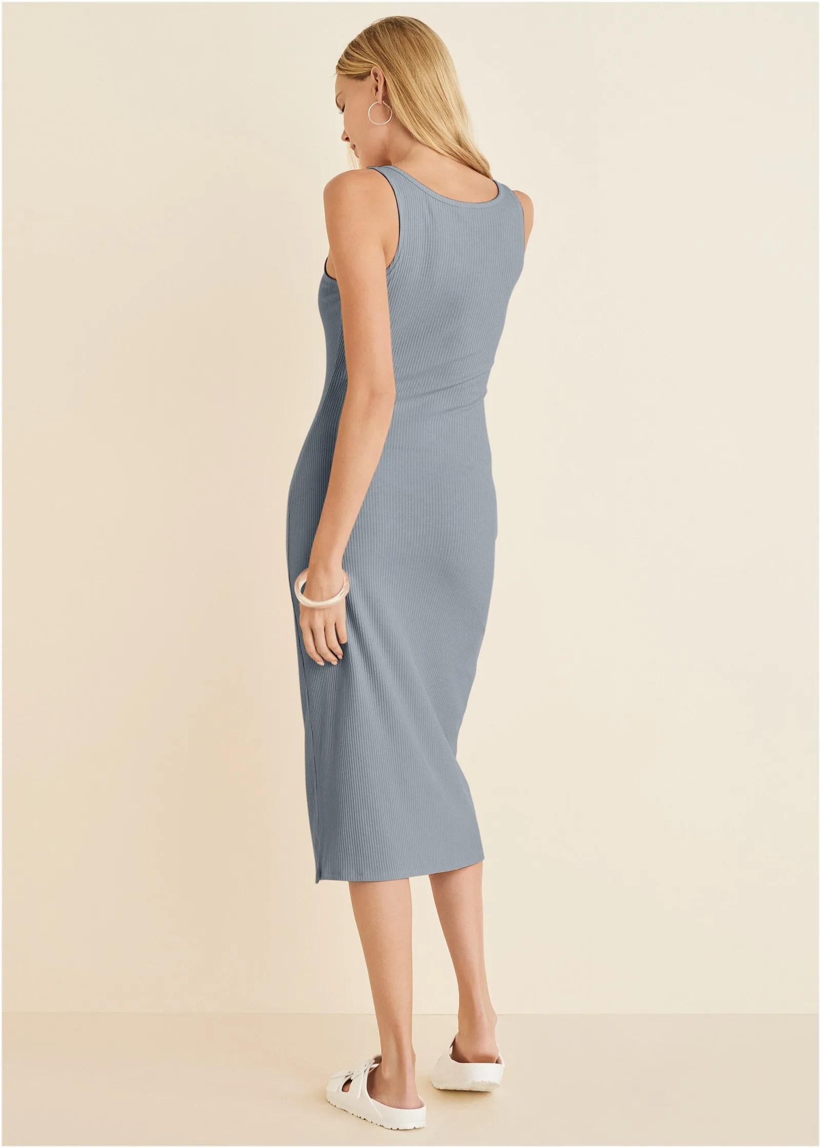 Henley Midi Dress - Seafog