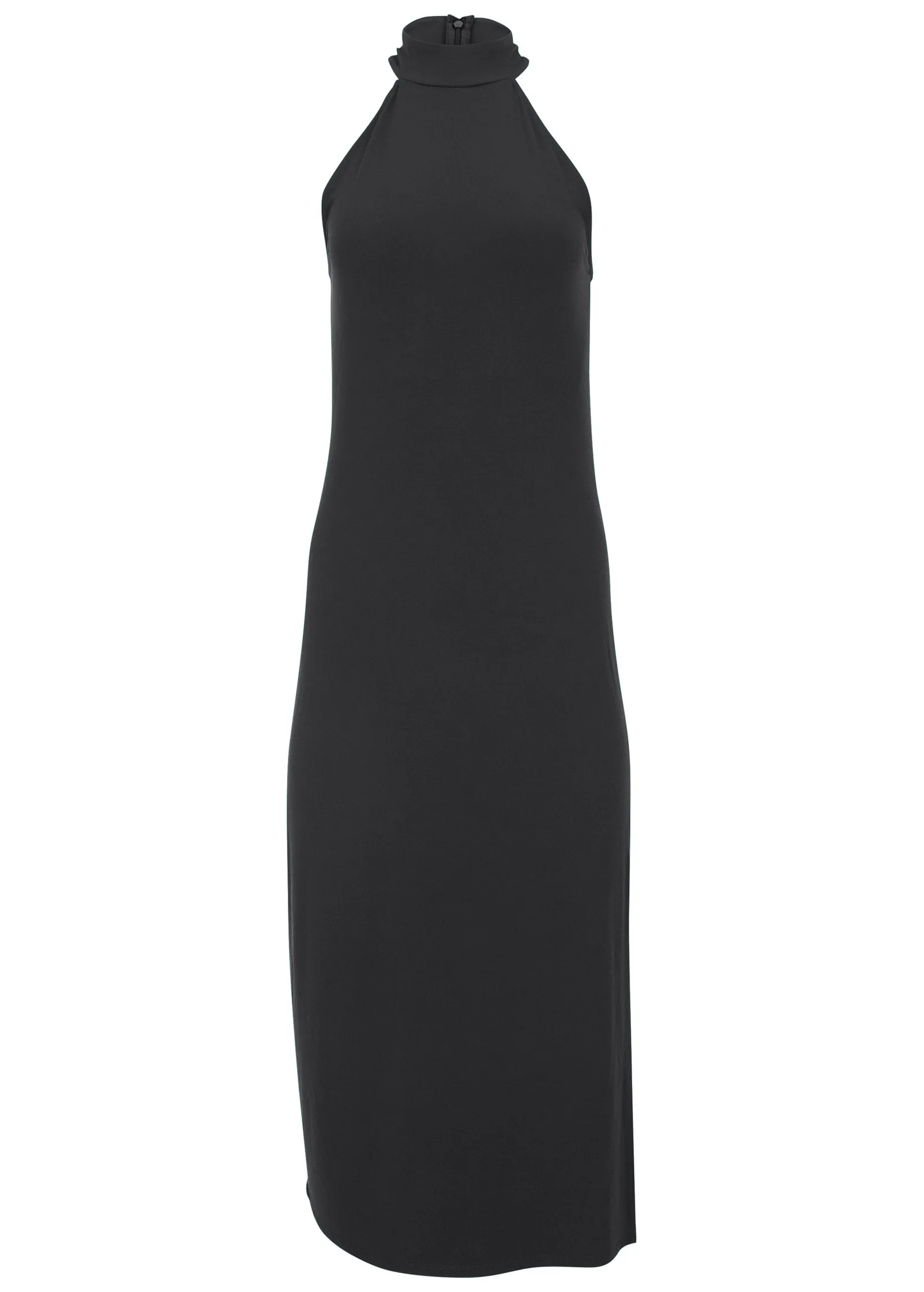 High Neck Midi Dress - Black