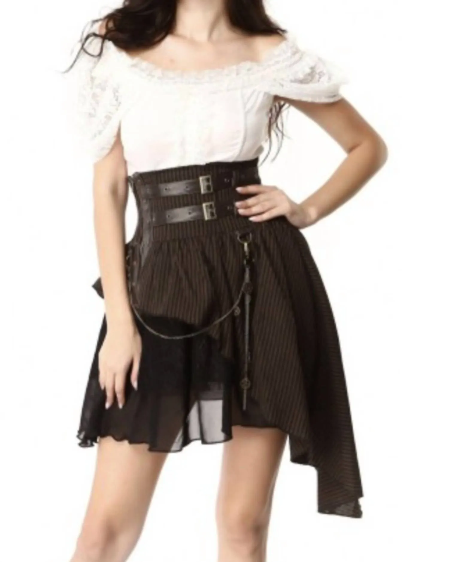 High Waist Irregular Tailed Skirt In Coffee