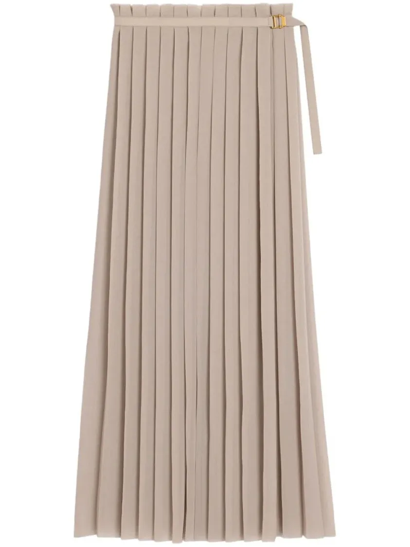 High-Waisted Pleated Skirt With Frayed Edge