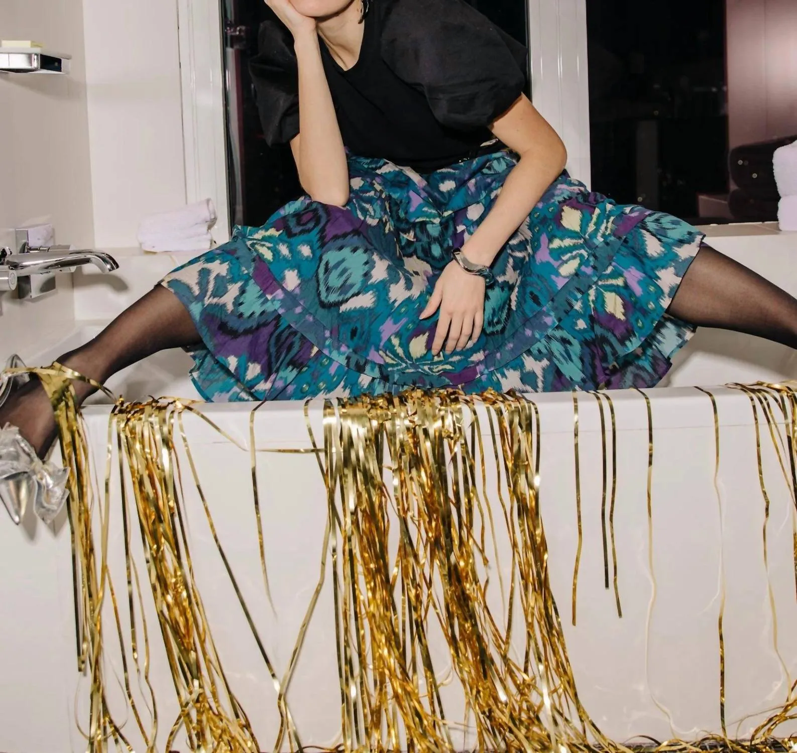 Ilaya Skirt In Symphonic Ikat Print