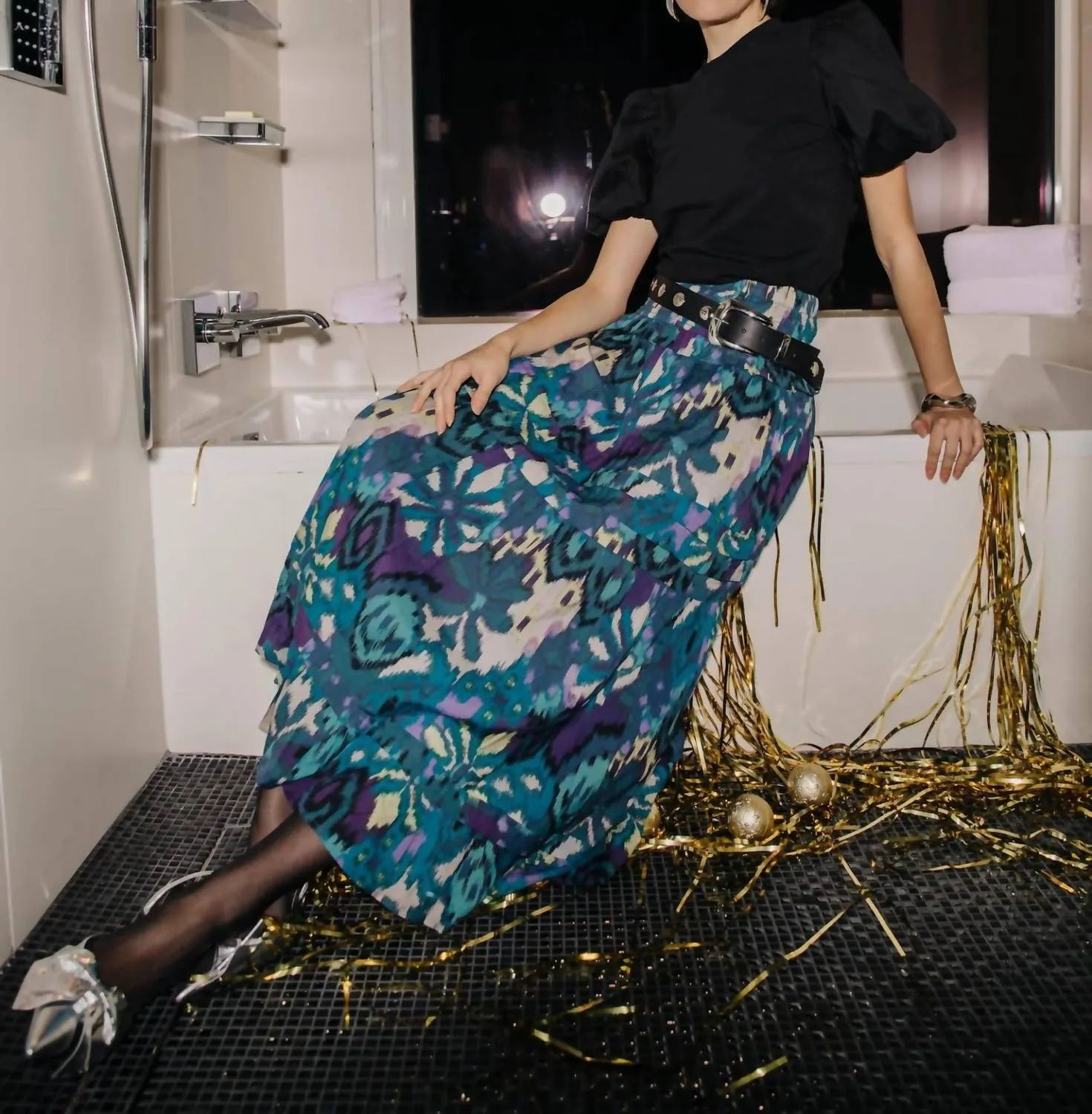 Ilaya Skirt In Symphonic Ikat Print