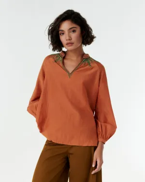 Ilizia Blouse with Backgammon Embroidery