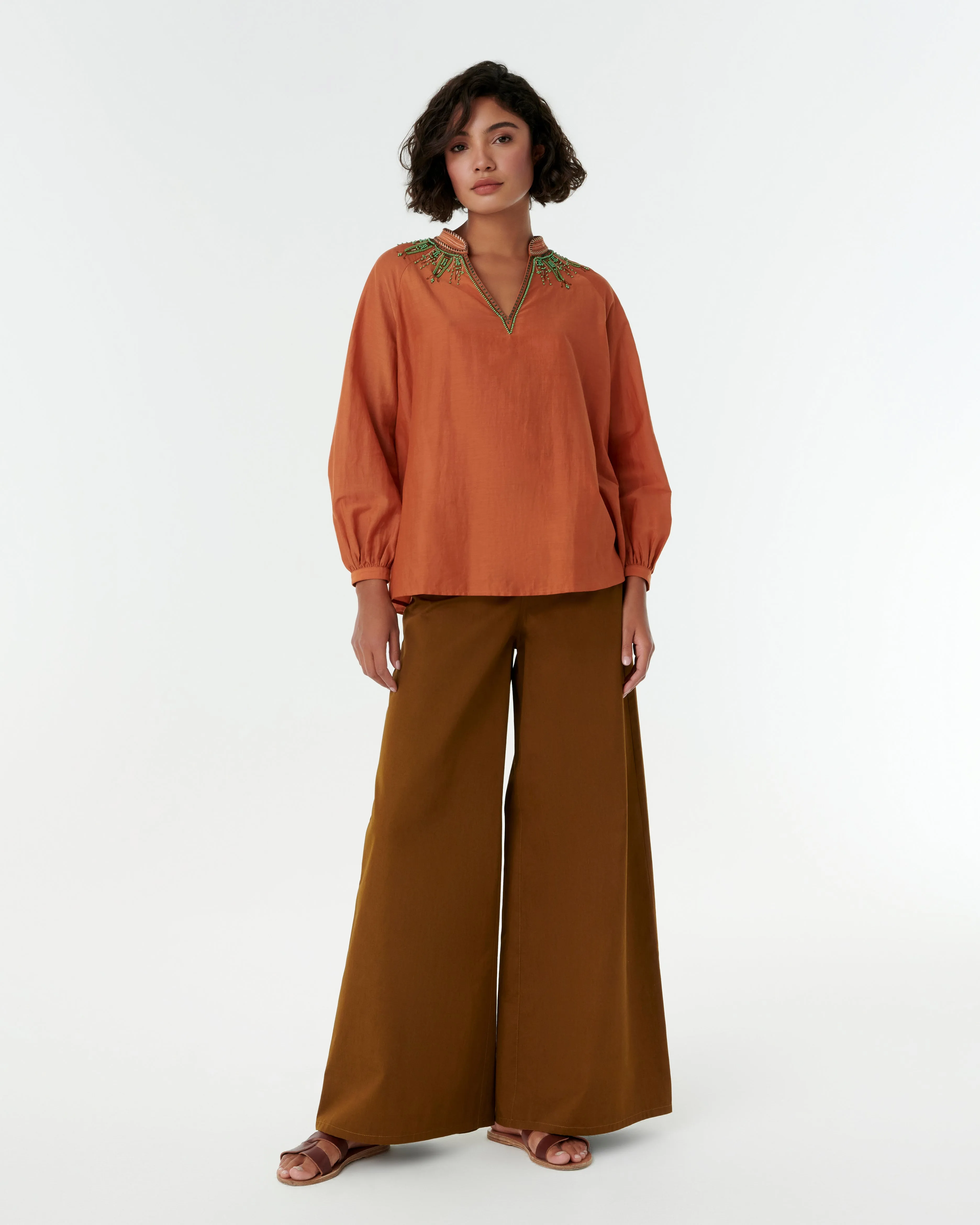 Ilizia Blouse with Backgammon Embroidery