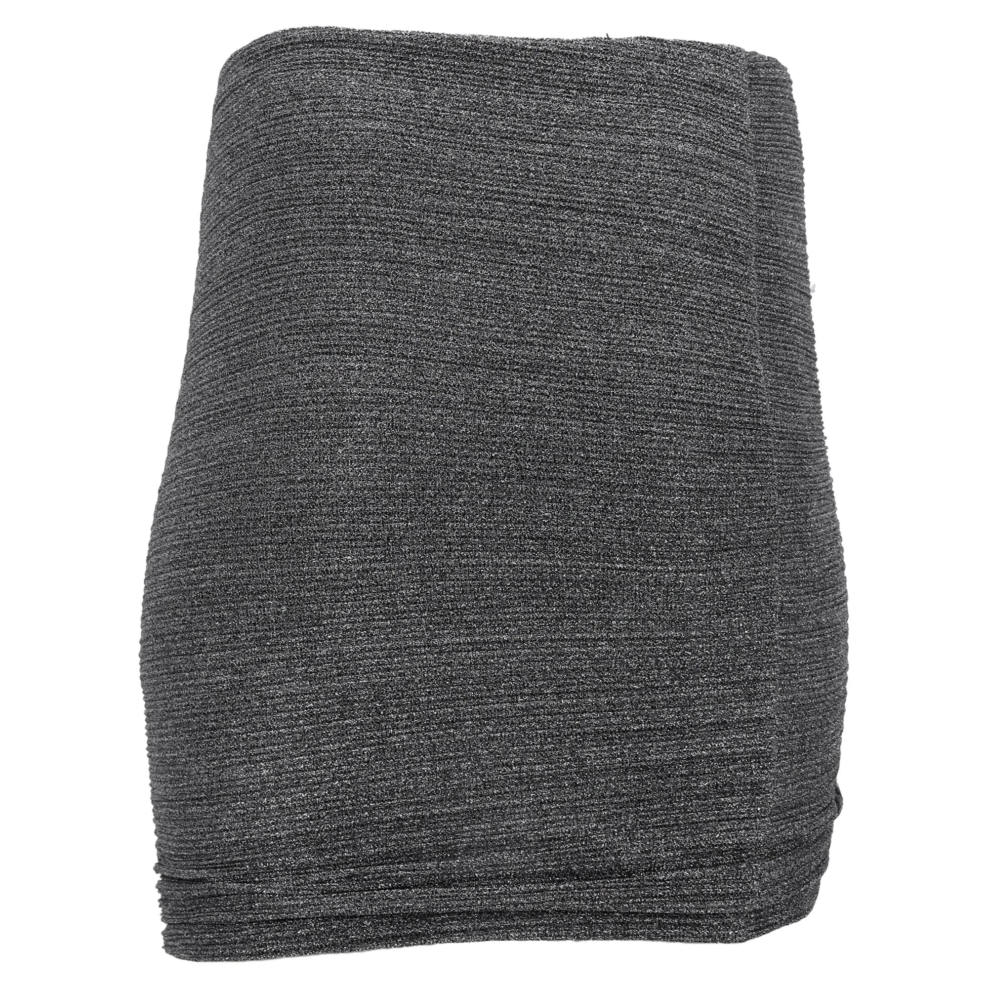 Iro Brendal Draped Metallic Knit Mini Skirt in Silver Polyester