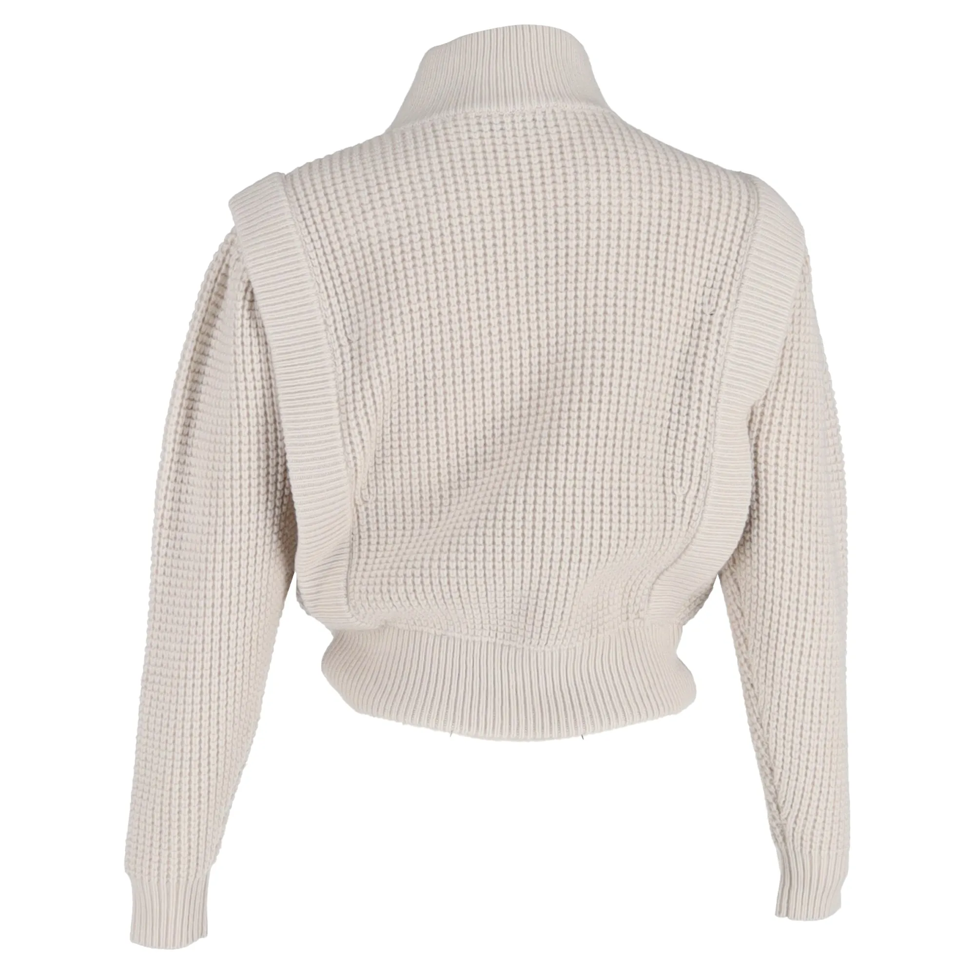 Iro Macky Waffle-Knit Half-Zip Sweater in Cream Acrylic