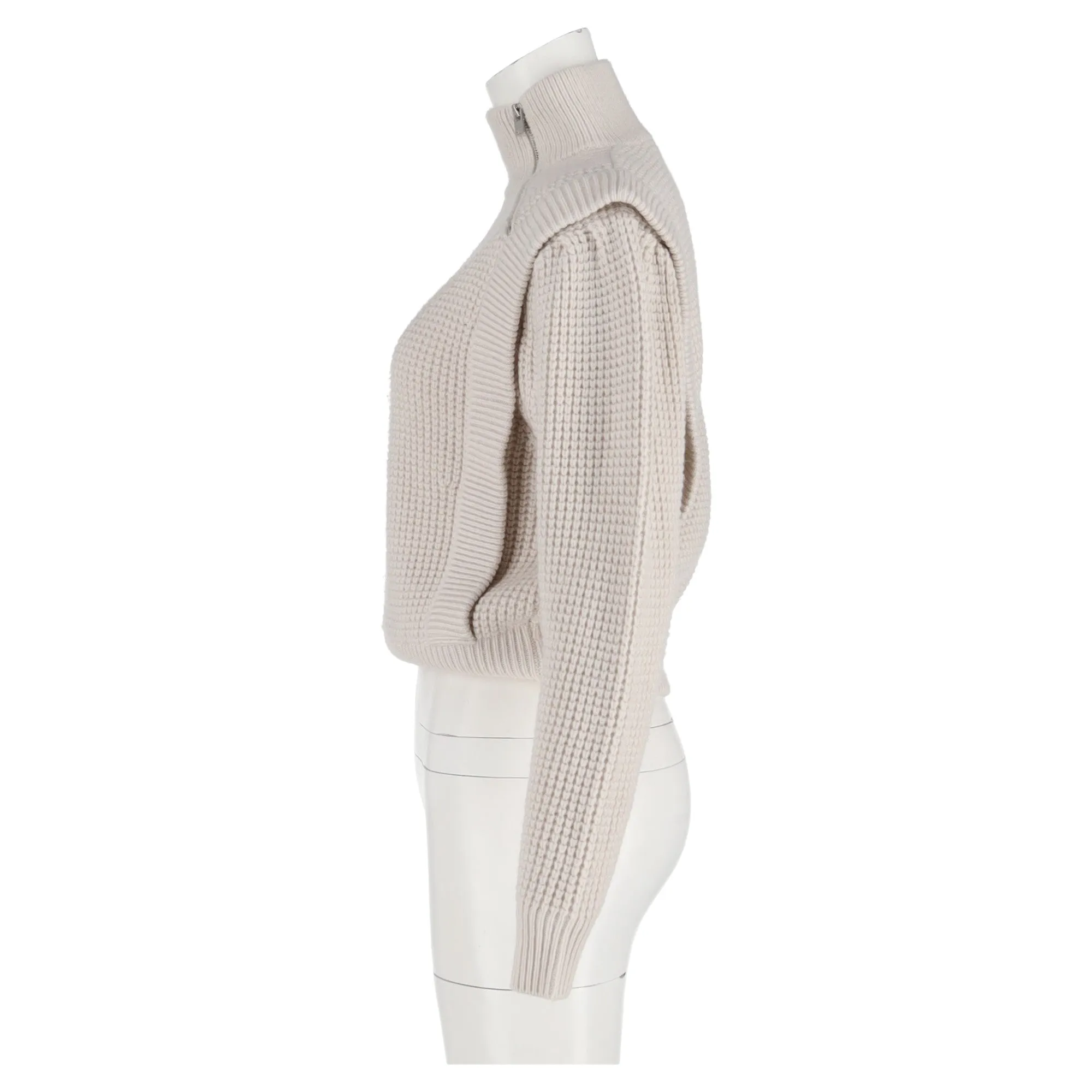 Iro Macky Waffle-Knit Half-Zip Sweater in Cream Acrylic