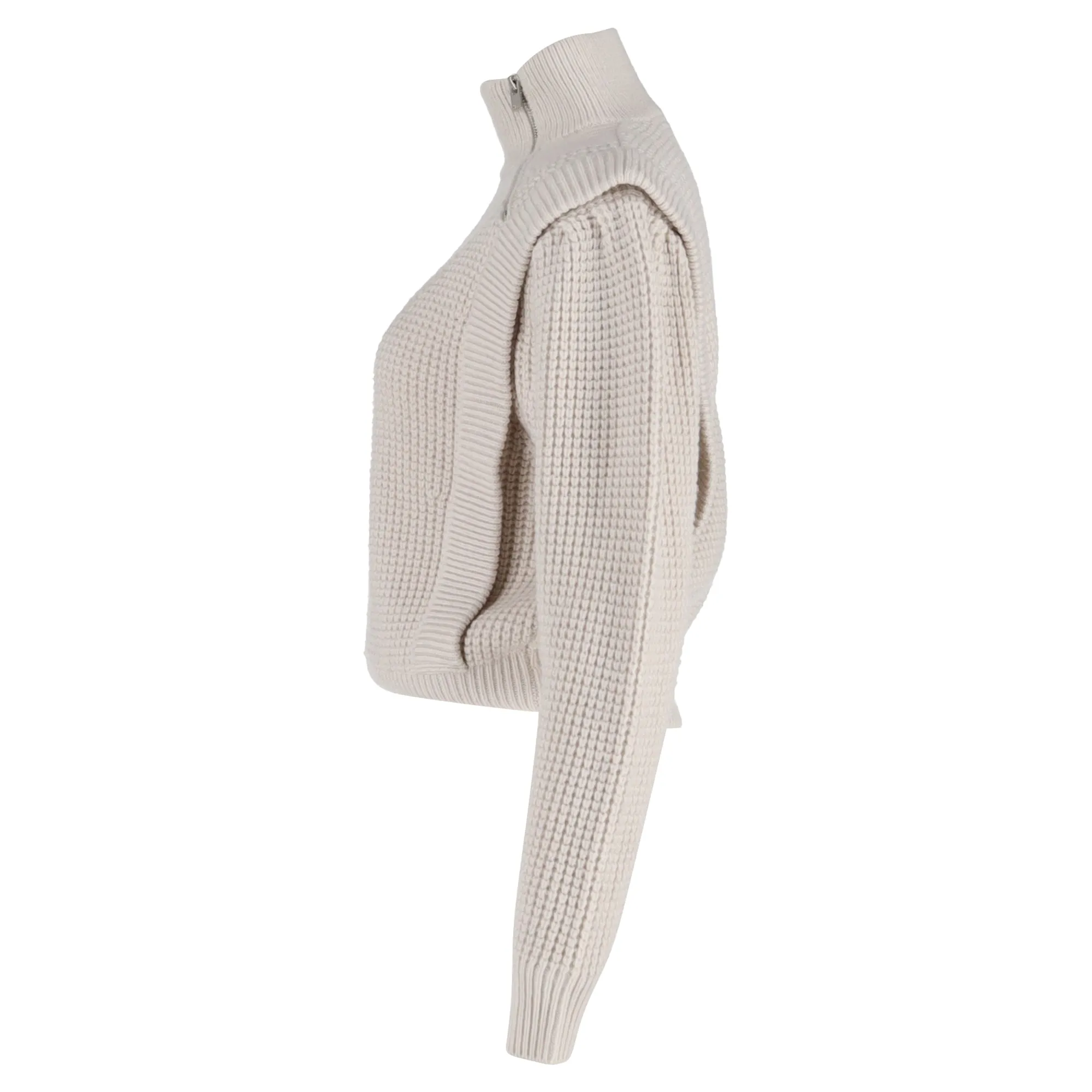 Iro Macky Waffle-Knit Half-Zip Sweater in Cream Acrylic