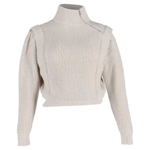Iro Macky Waffle-Knit Half-Zip Sweater in Cream Acrylic