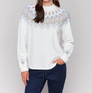 Jacquard Knit Ski Sweater In Natural