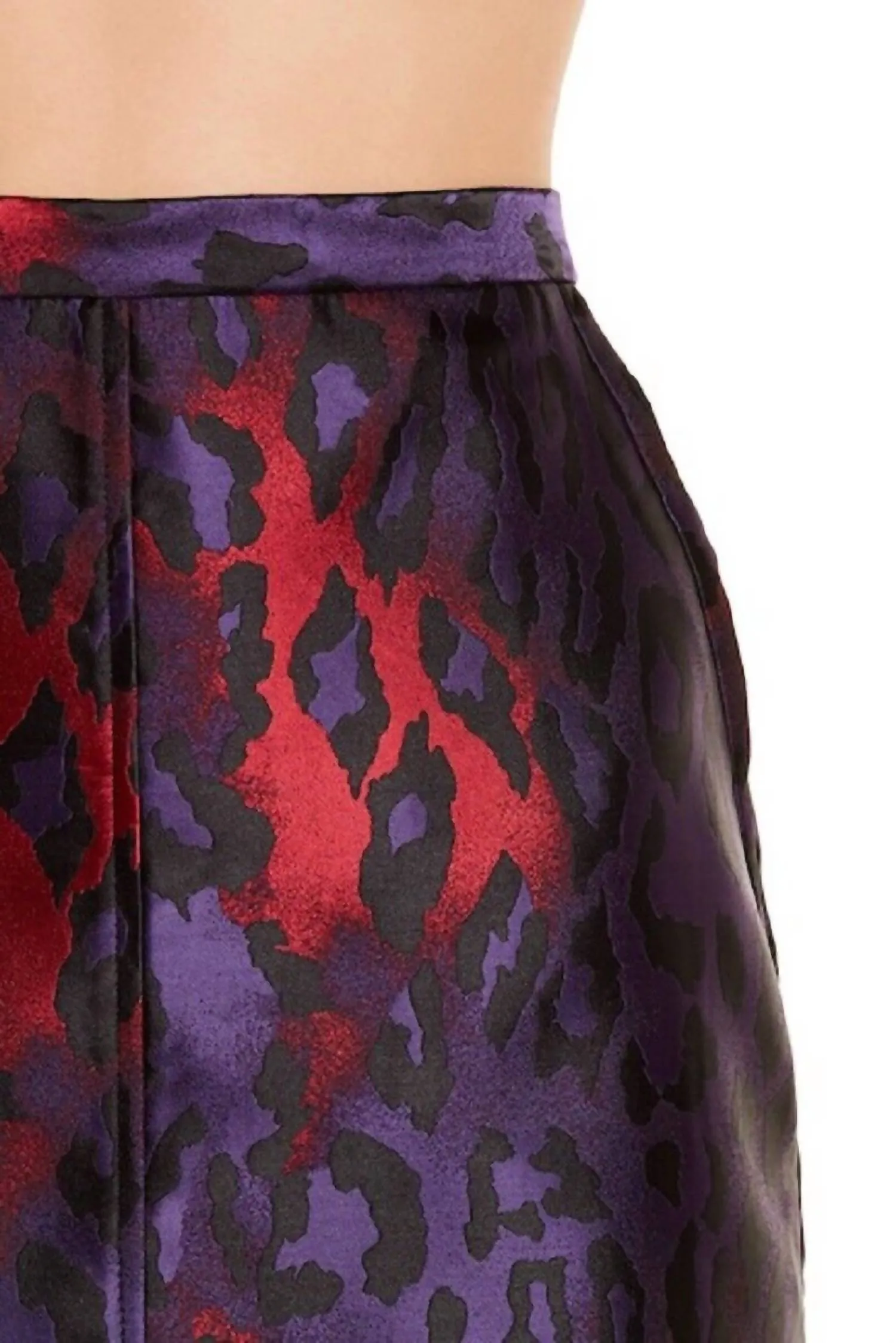 Jacquard Pencil Mini Skirt In Purple, Red