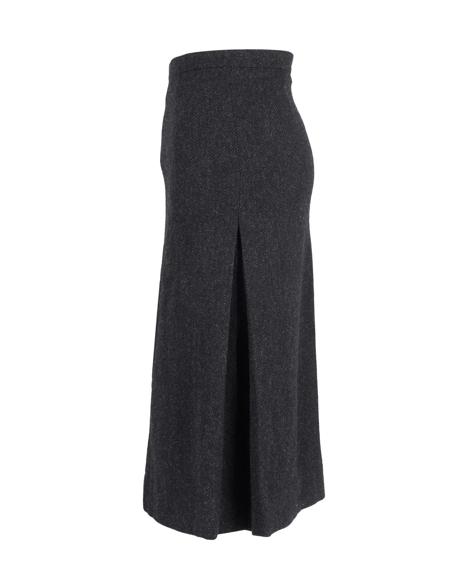 Joseph Herringbone Midi Skirt in Grey Wool