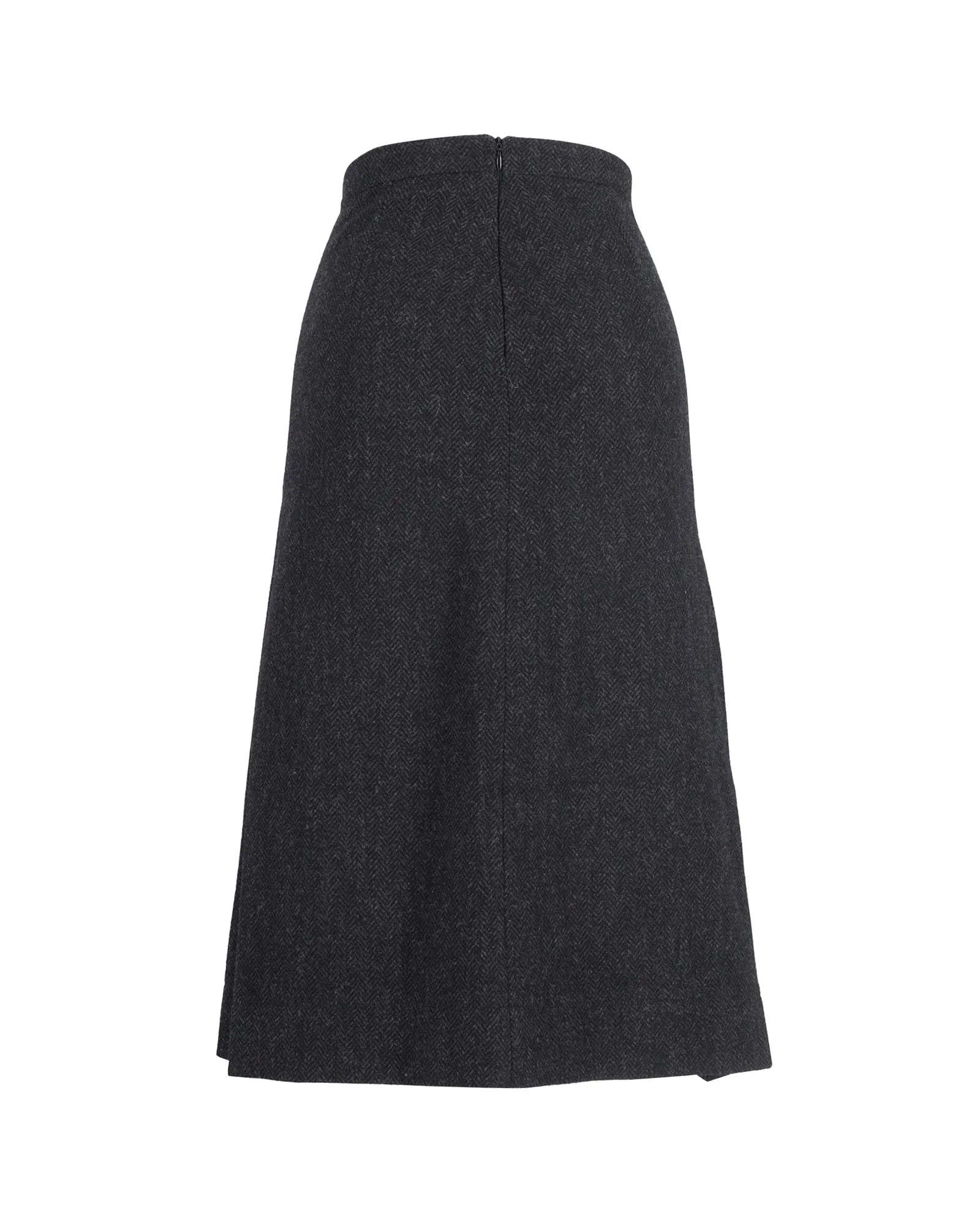 Joseph Herringbone Midi Skirt in Grey Wool