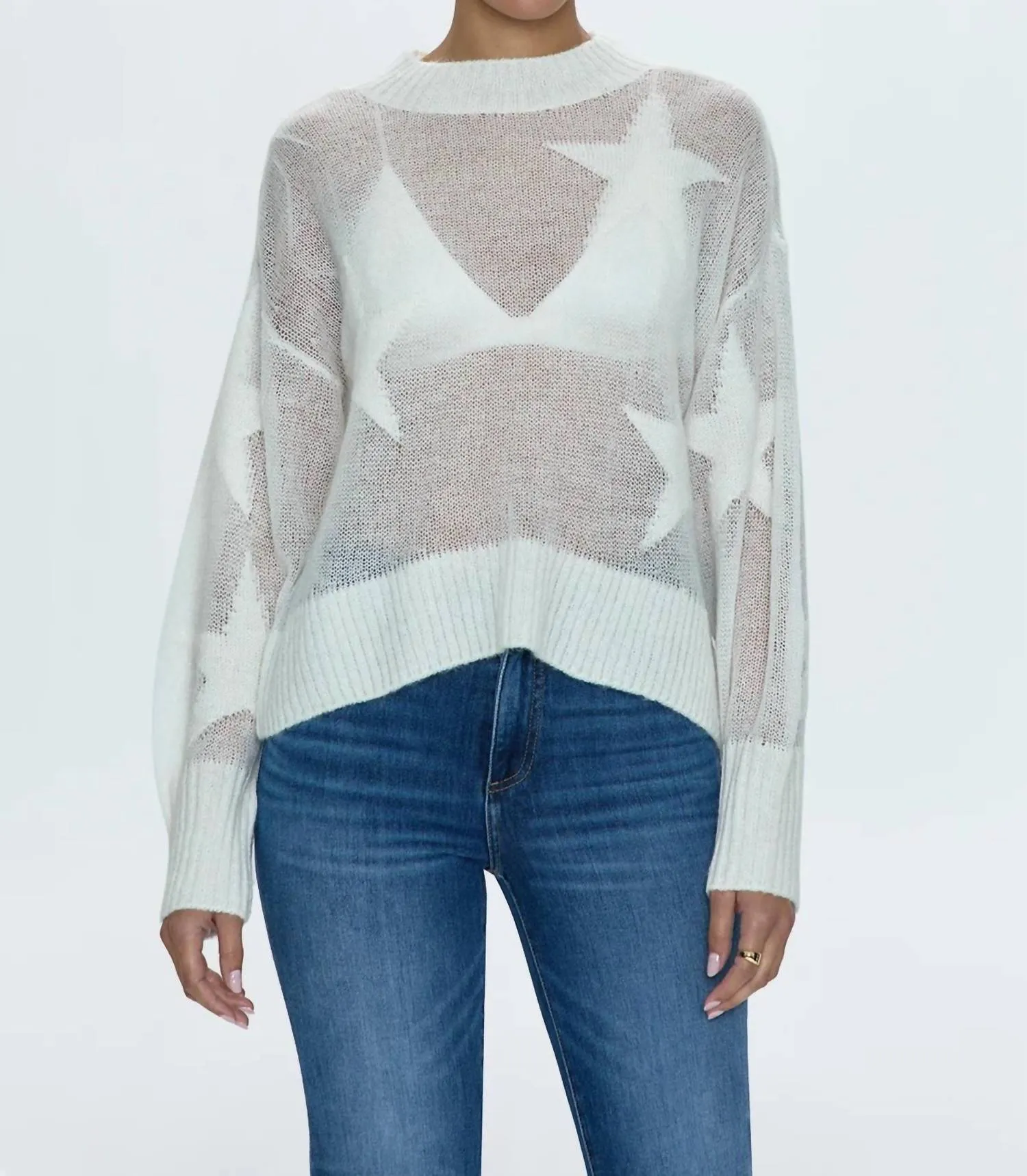 Joslyn Sheer Sweater In Ivory Star