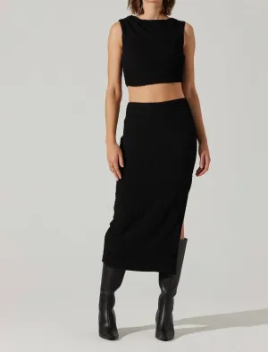 Keely Textured Midi Skirt In Black