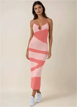 Keyhole Sweater Maxi - Pink Multi