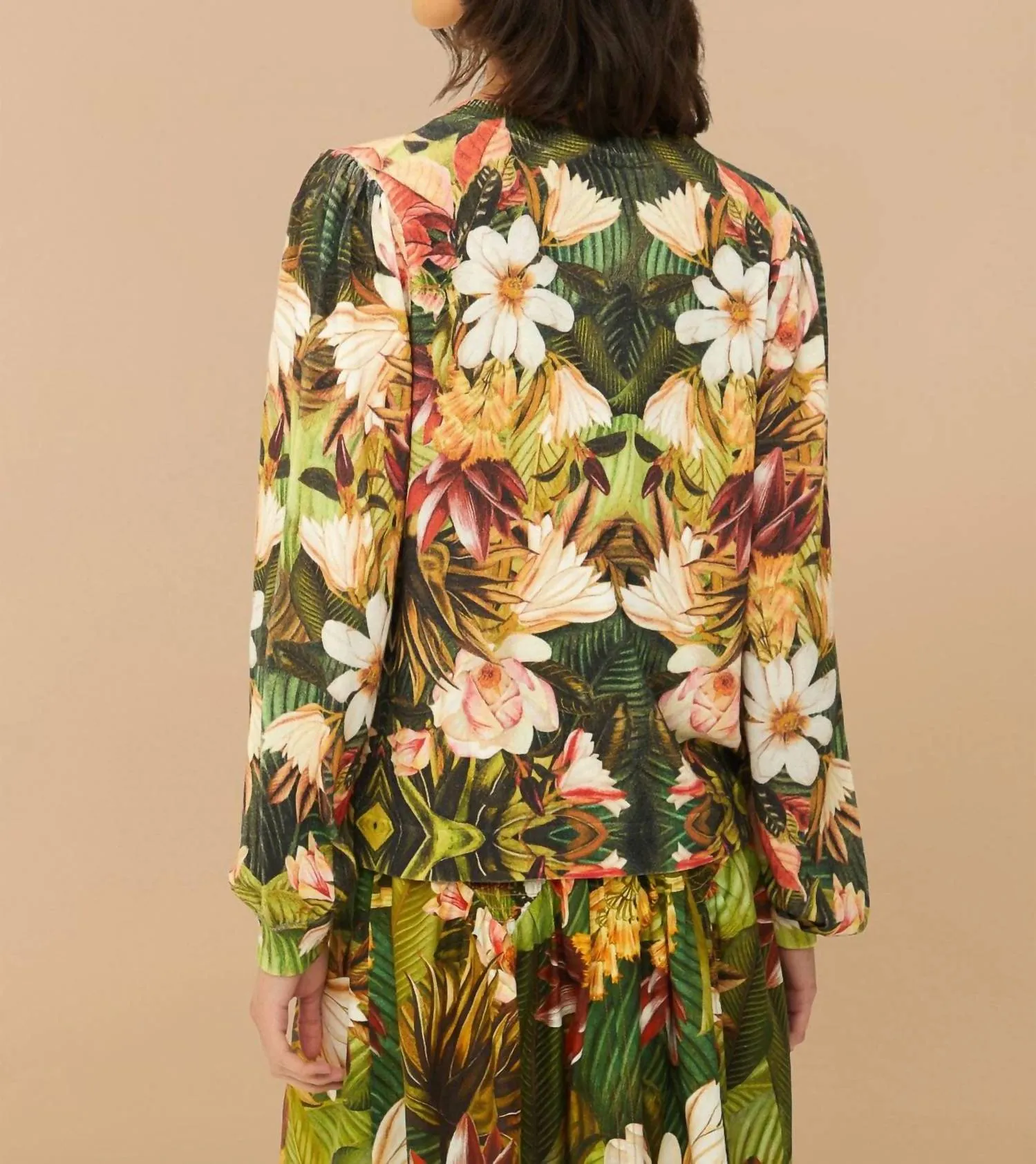 Knit Botanical Forest Cardigan In Green