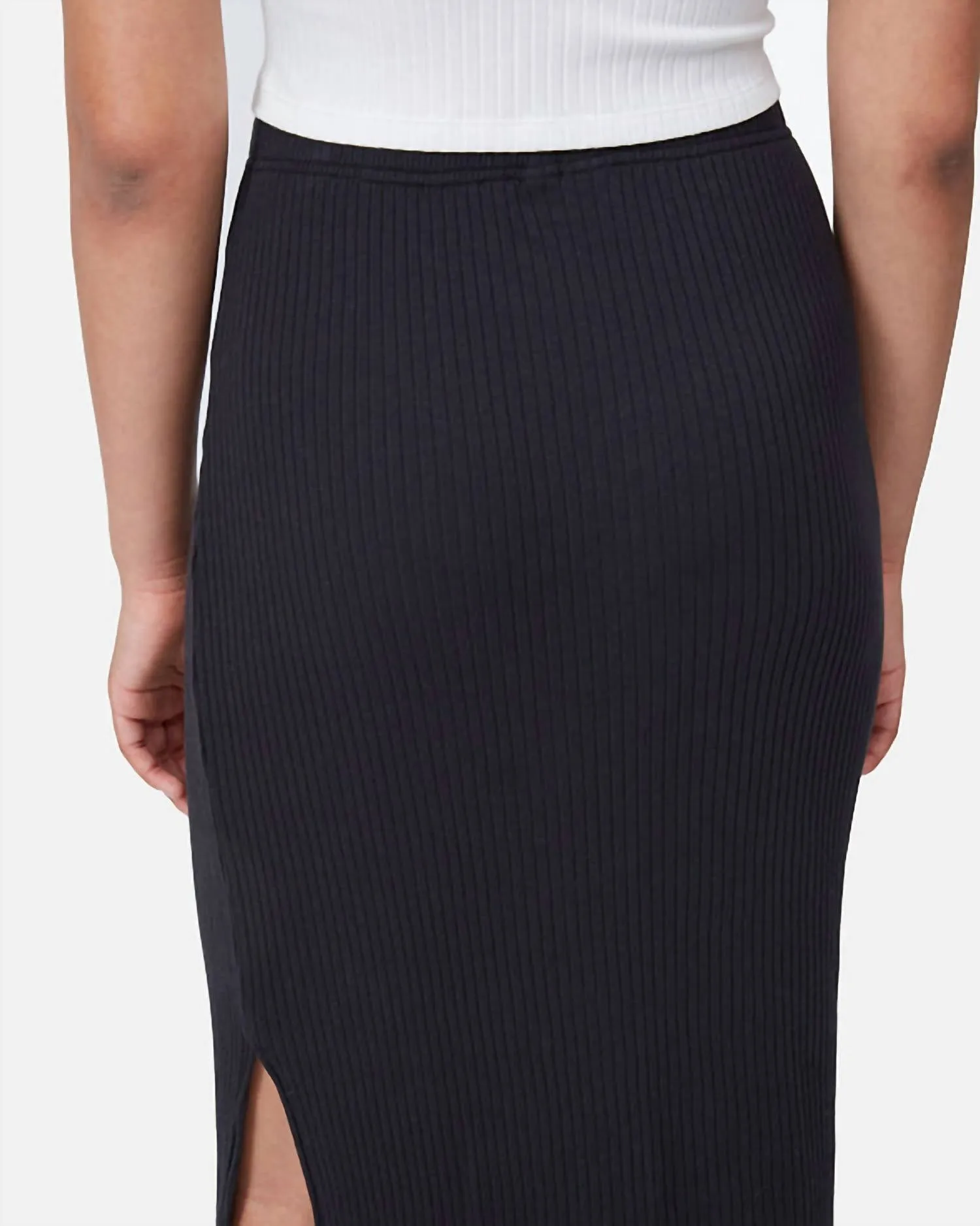Knit Rib Skirt In Meteorite Black