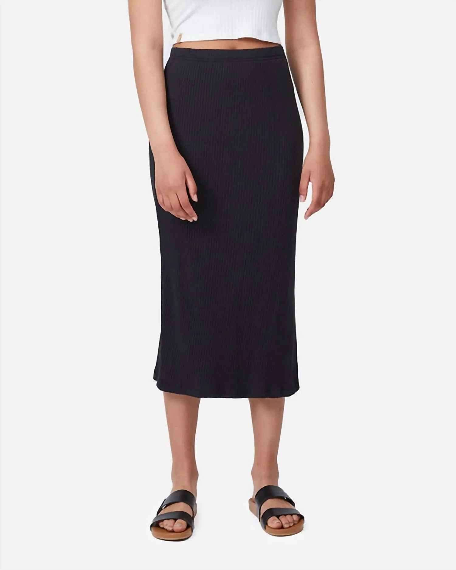 Knit Rib Skirt In Meteorite Black