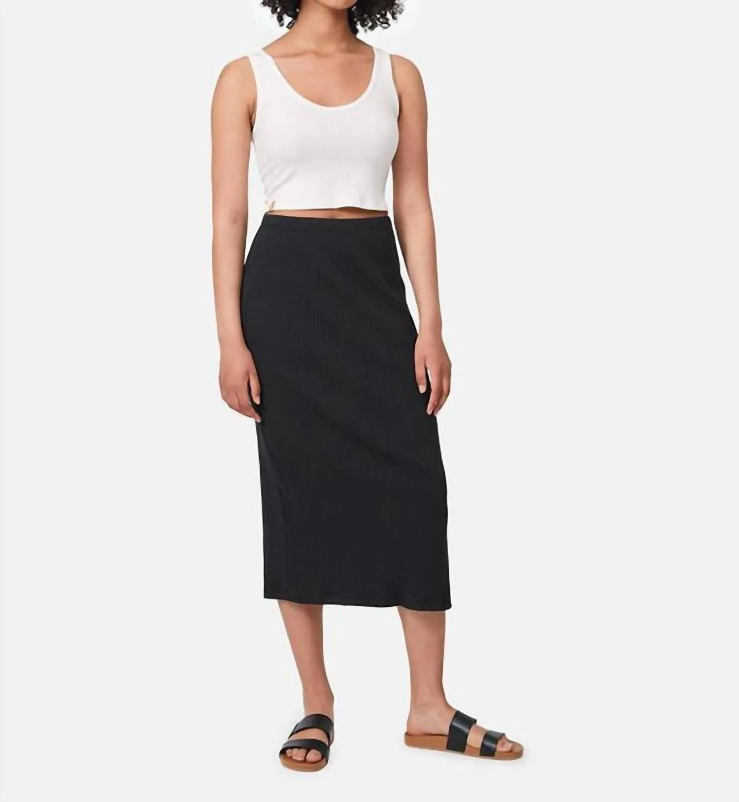 Knit Rib Skirt In Meteorite Black