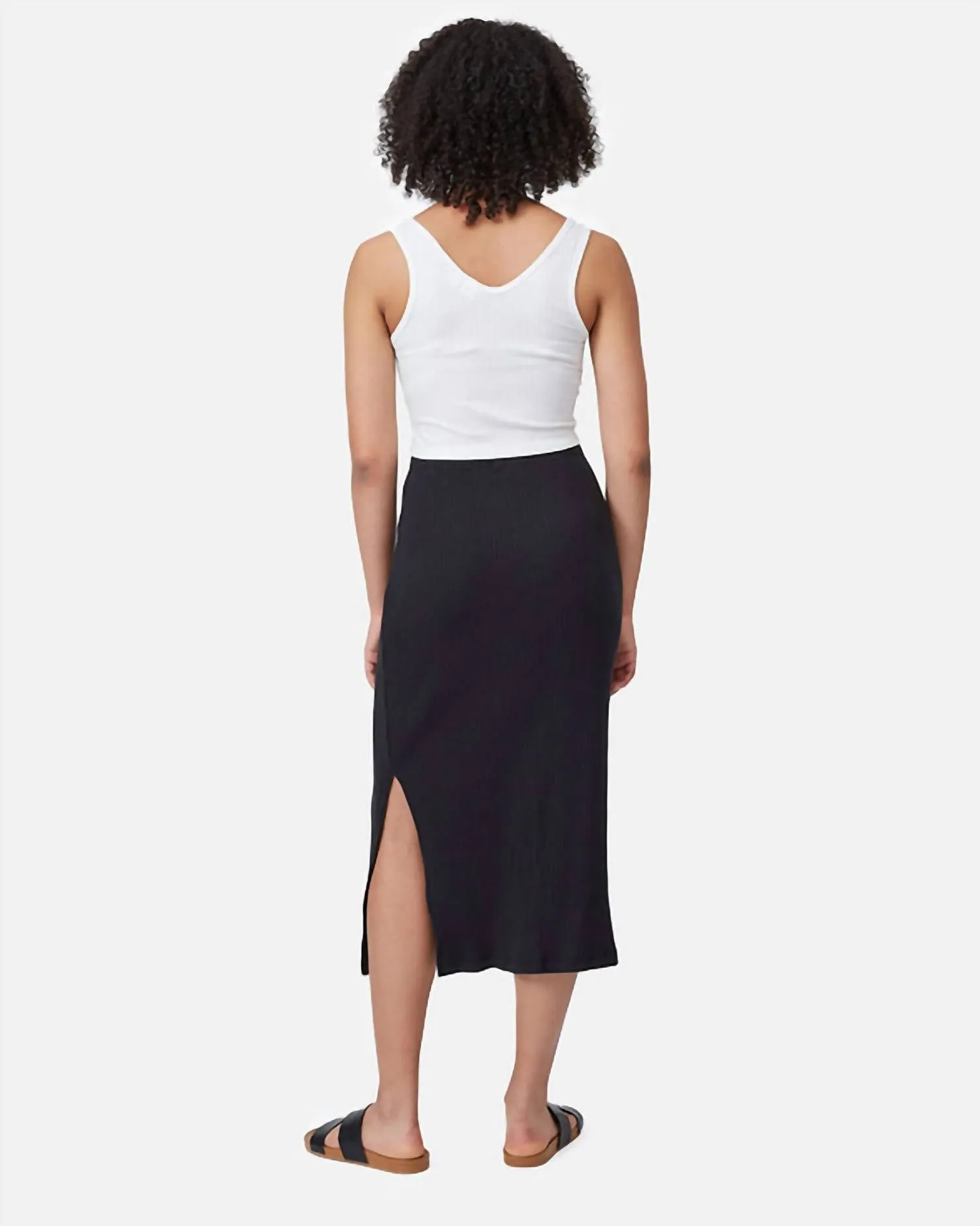 Knit Rib Skirt In Meteorite Black