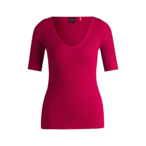 Knitted sweater with V neckline in slim fit