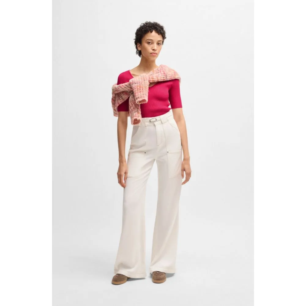 Knitted sweater with V neckline in slim fit