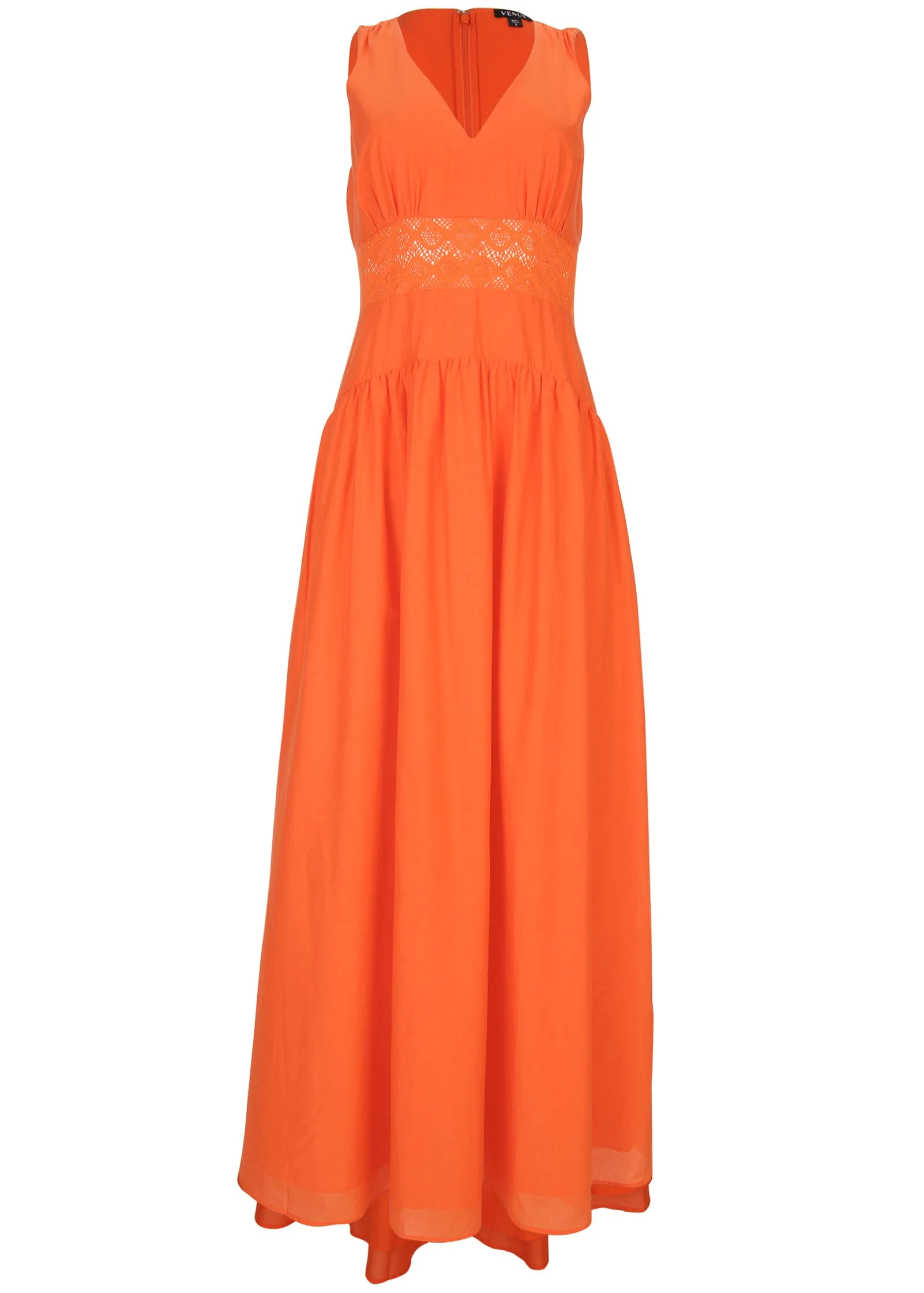 Lace Detail Drop Waist Maxi - Orange