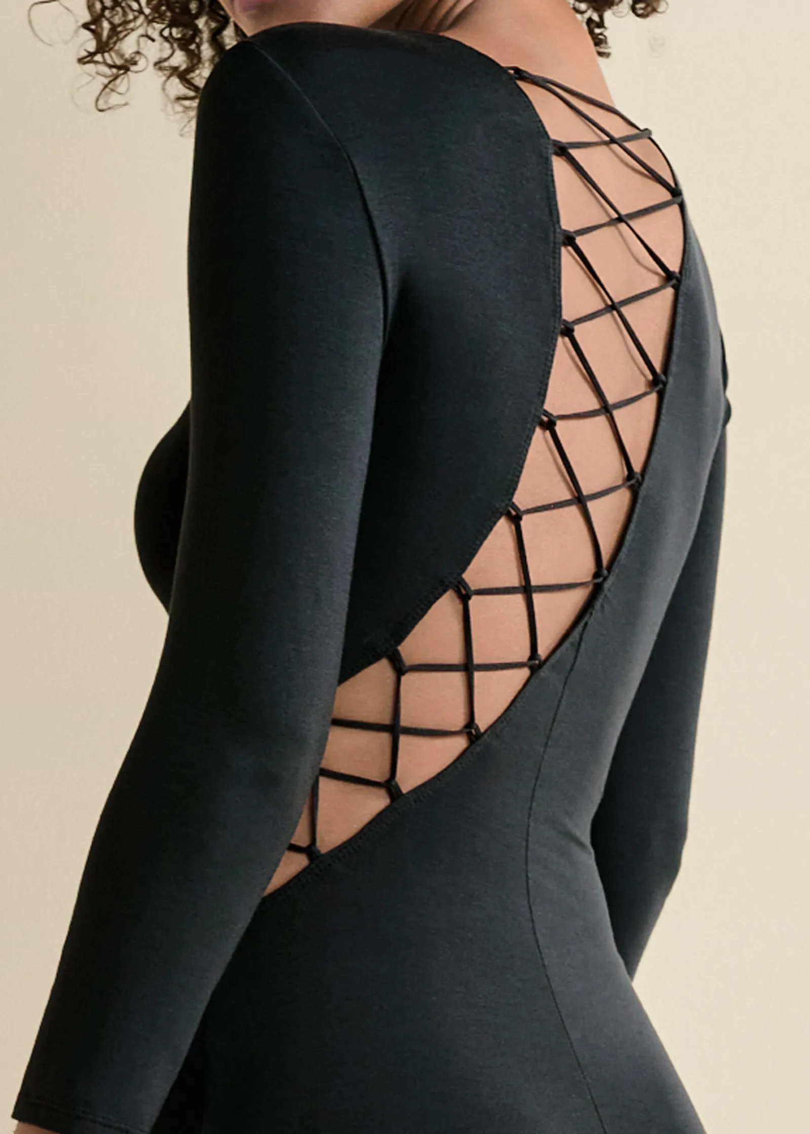 Lace-Up Cutout Maxi Dress? - Black