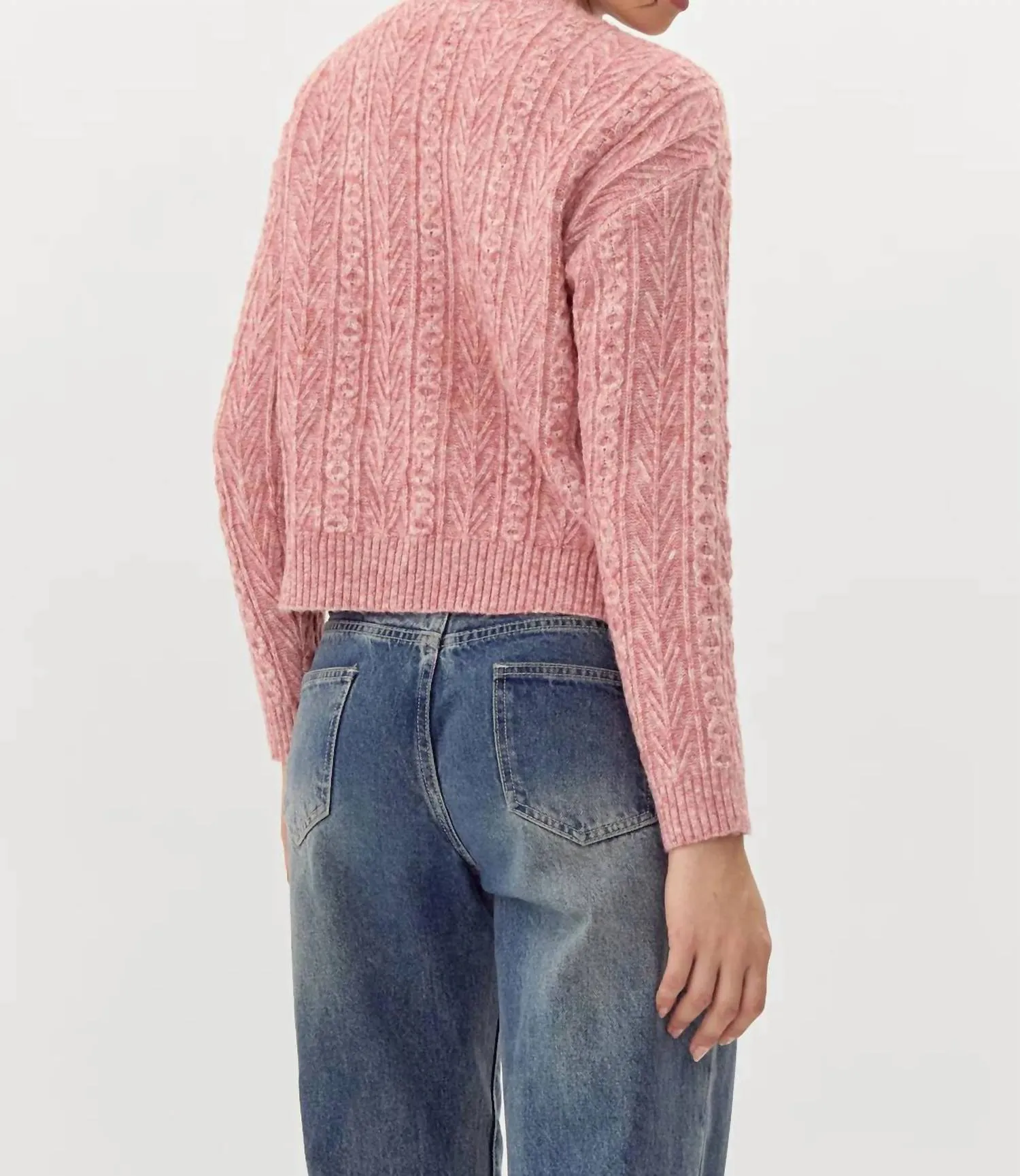 Lauren Bow Front Jewel Cardigan In Blush