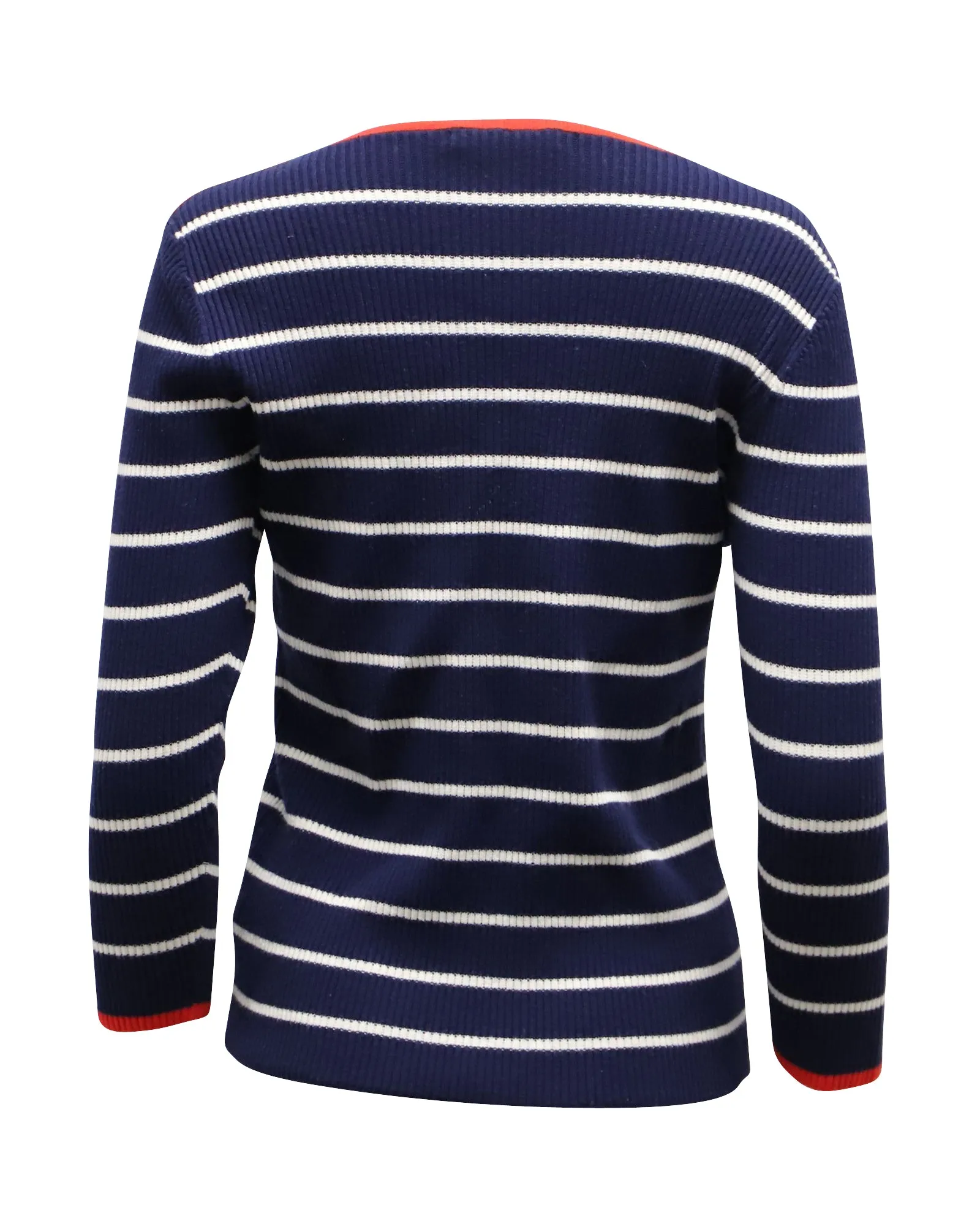 Lauren Ralph Lauren Stripe Ribbed Sweater in Navy Blue Cotton