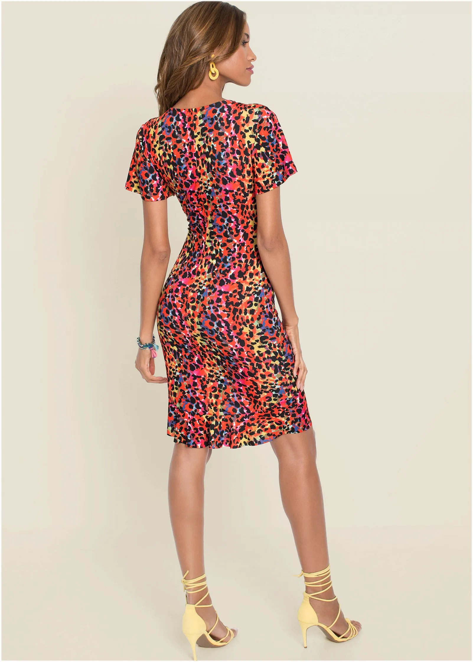 Leopard Printed Dress - Pink Multi