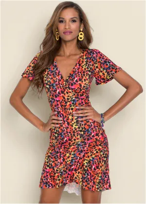 Leopard Printed Dress - Pink Multi