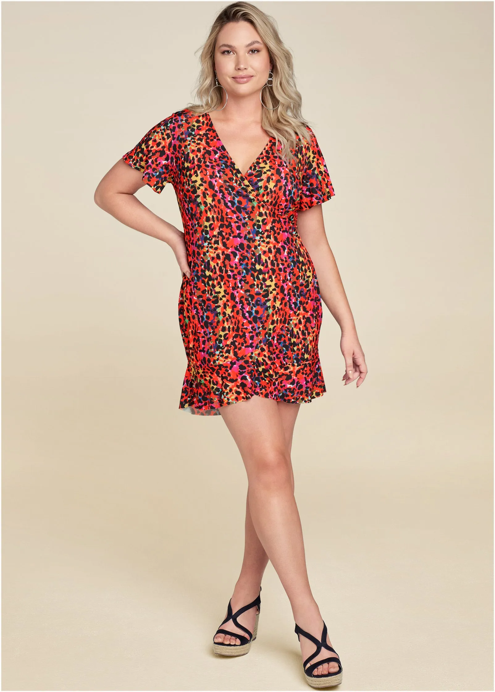 Leopard Printed Dress - Pink Multi