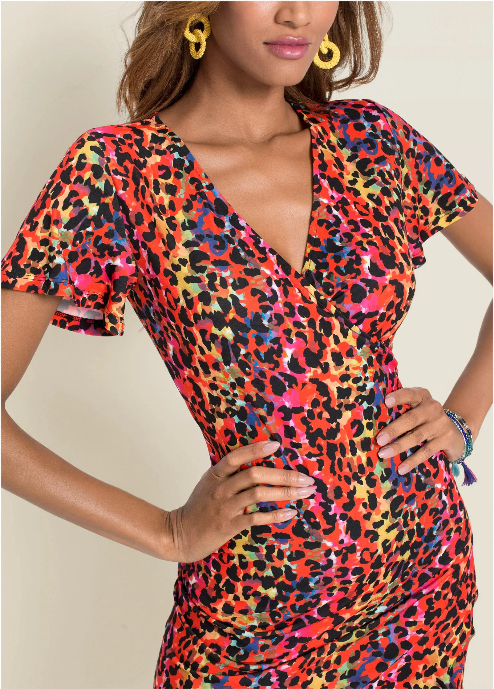 Leopard Printed Dress - Pink Multi