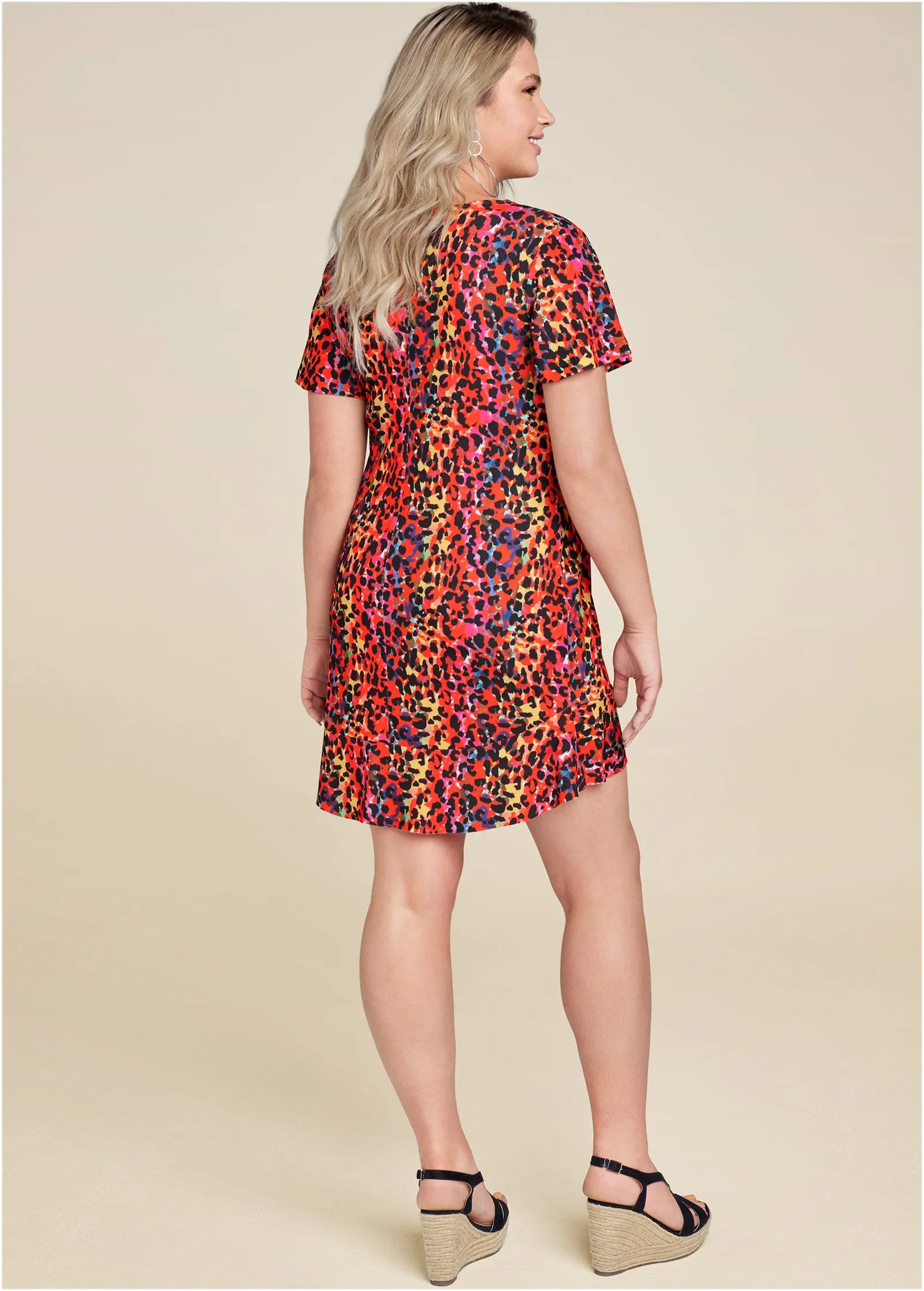 Leopard Printed Dress - Pink Multi