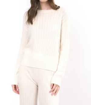 Light Weight Cable Knit Sweater In Ivory